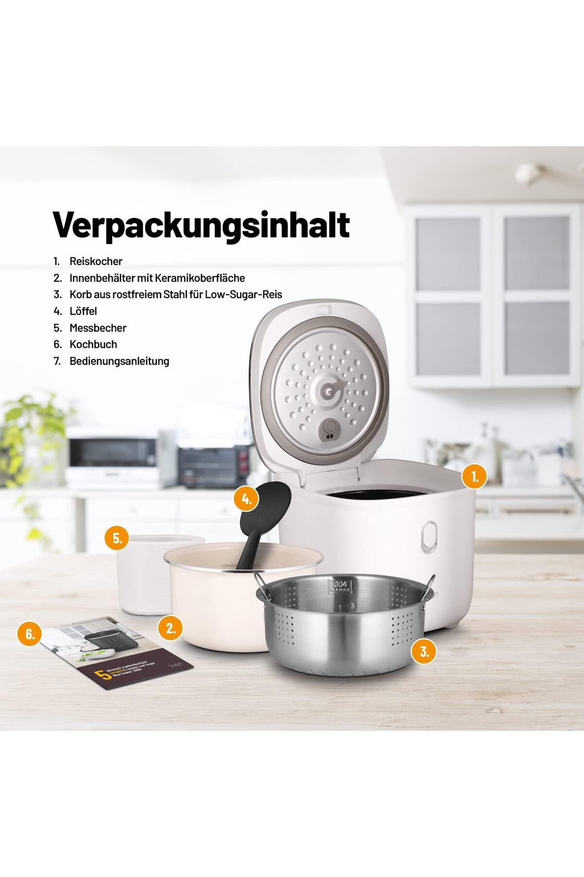 Lauben-3 l Volume, 6 Modes, Delay Start, Warm, Non-Stick Ceramic Surface, Rice Cooker 6