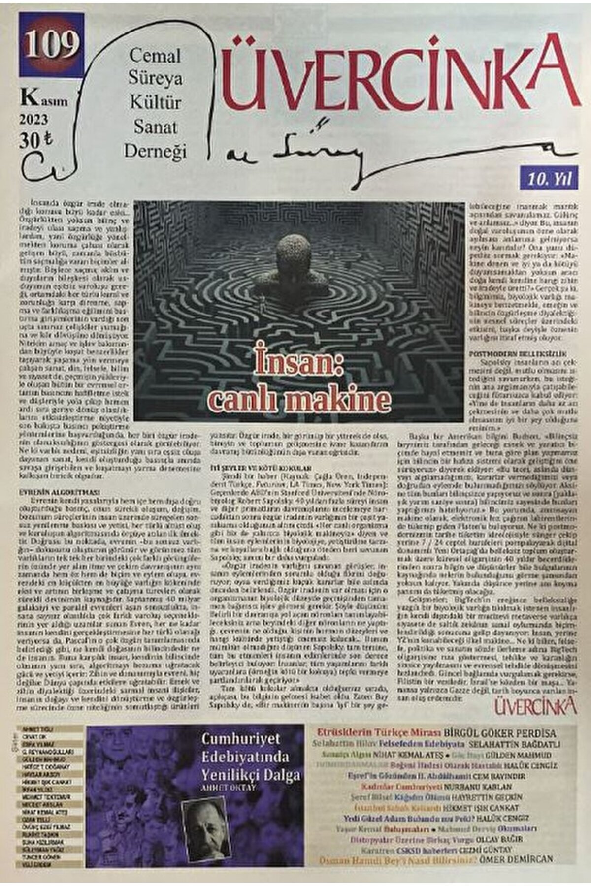 : 109 Kasım 2023 / Kolektif / Üvercinka Dergisi / 4440000004072