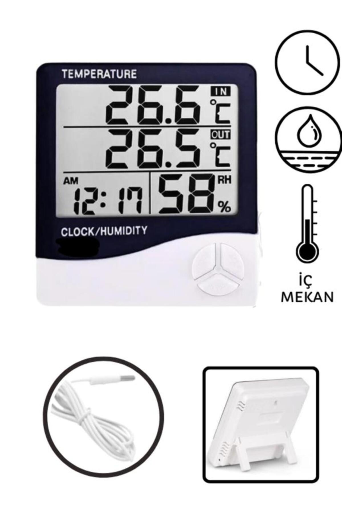 Temiz Pazar Dijital Termometre Oda Isı Sıcaklık Ve Nem Ölçer Problu İç Mekan Ölçüm