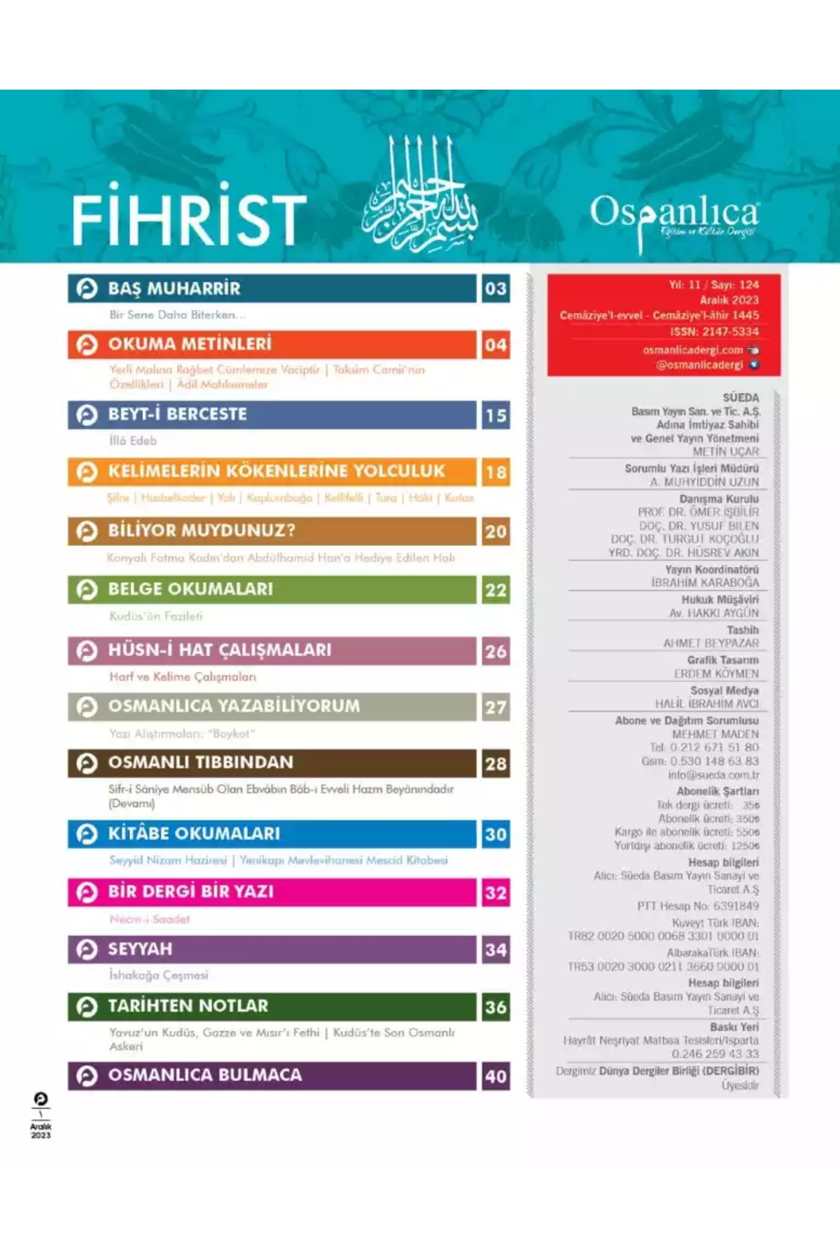 Aralık 2023 Osmanlıca Dergisi 3
