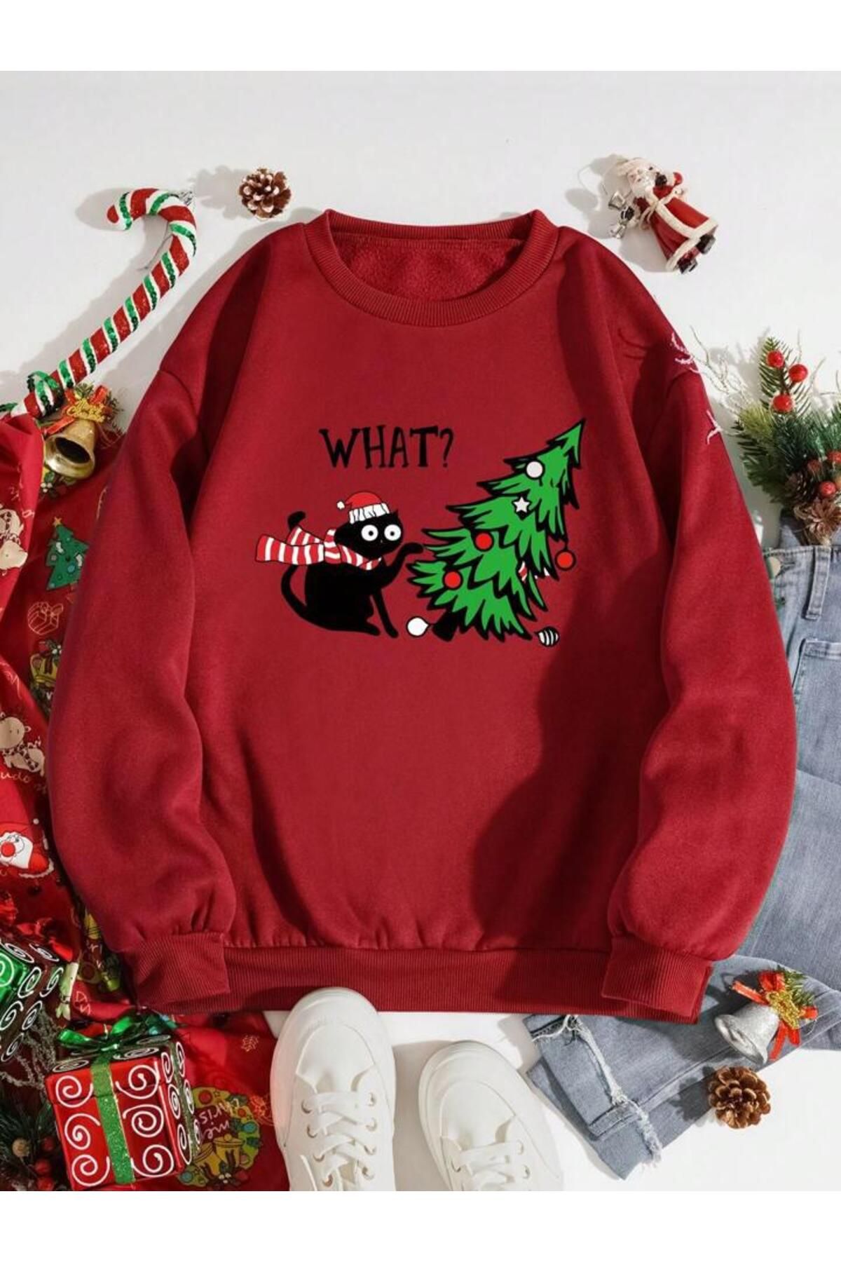 Cat christmas deals tree sweatshirt