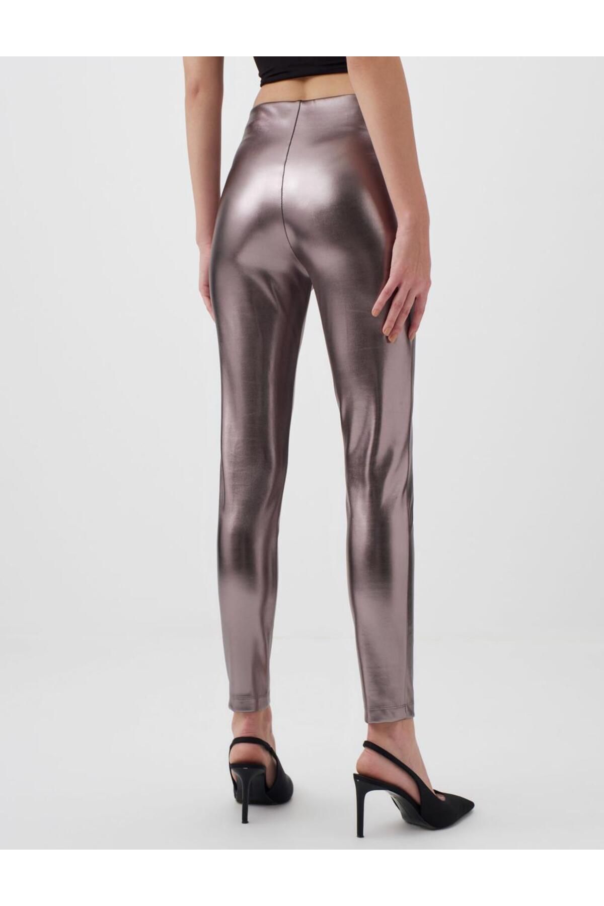 Jimmy Key Dark Silver High Waist Narrow Leg Foil Printed Leggings