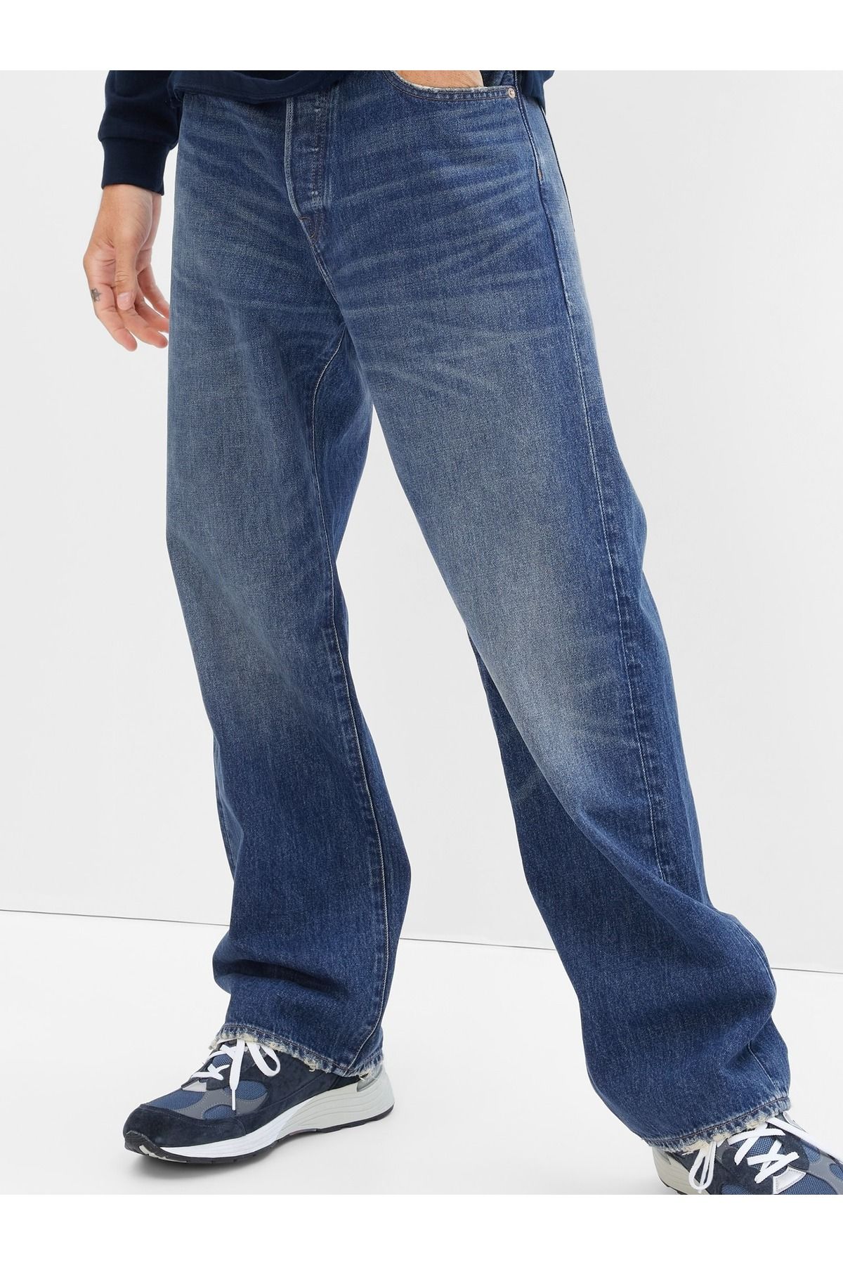 GAP شلوار جین گشاد Washwell™ دهه 90، مردانه 100% پنبه‌ای ارگانیک با دکمه‌دار