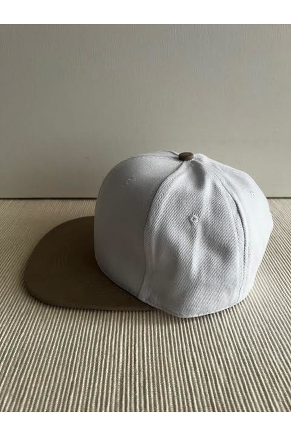 CosmoOutlet-Two-Color Basic Adjustable Beige-White Hip Hop Cap With Back 5