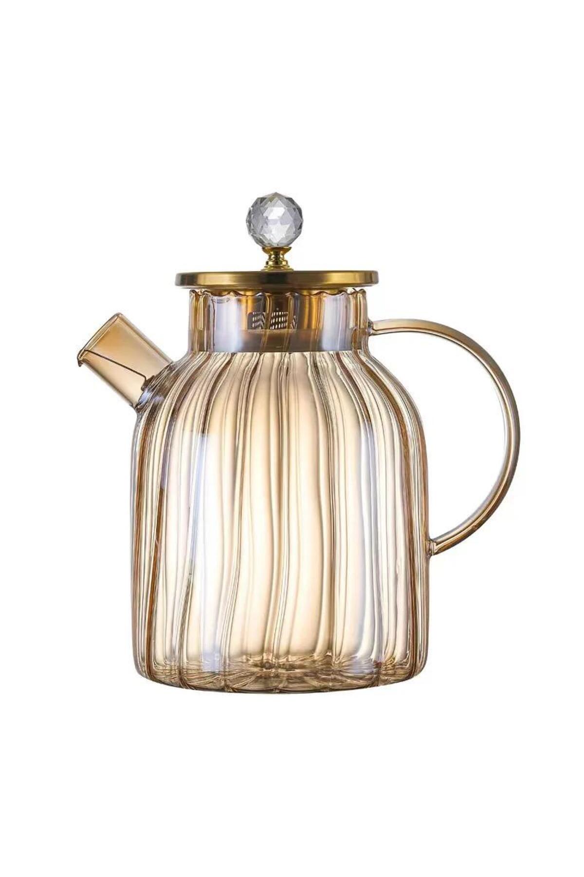 19 Pieces Gold Patterned Borosilicate Heat Resistant Tea Cups and Teapot Set Placemat and Gold Spoons