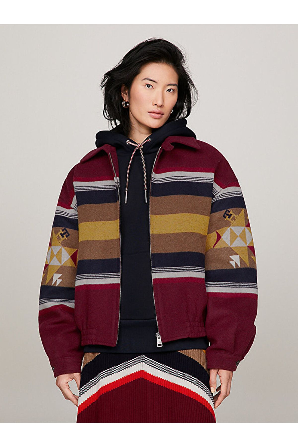 Tommy hilfiger stripe best sale parka