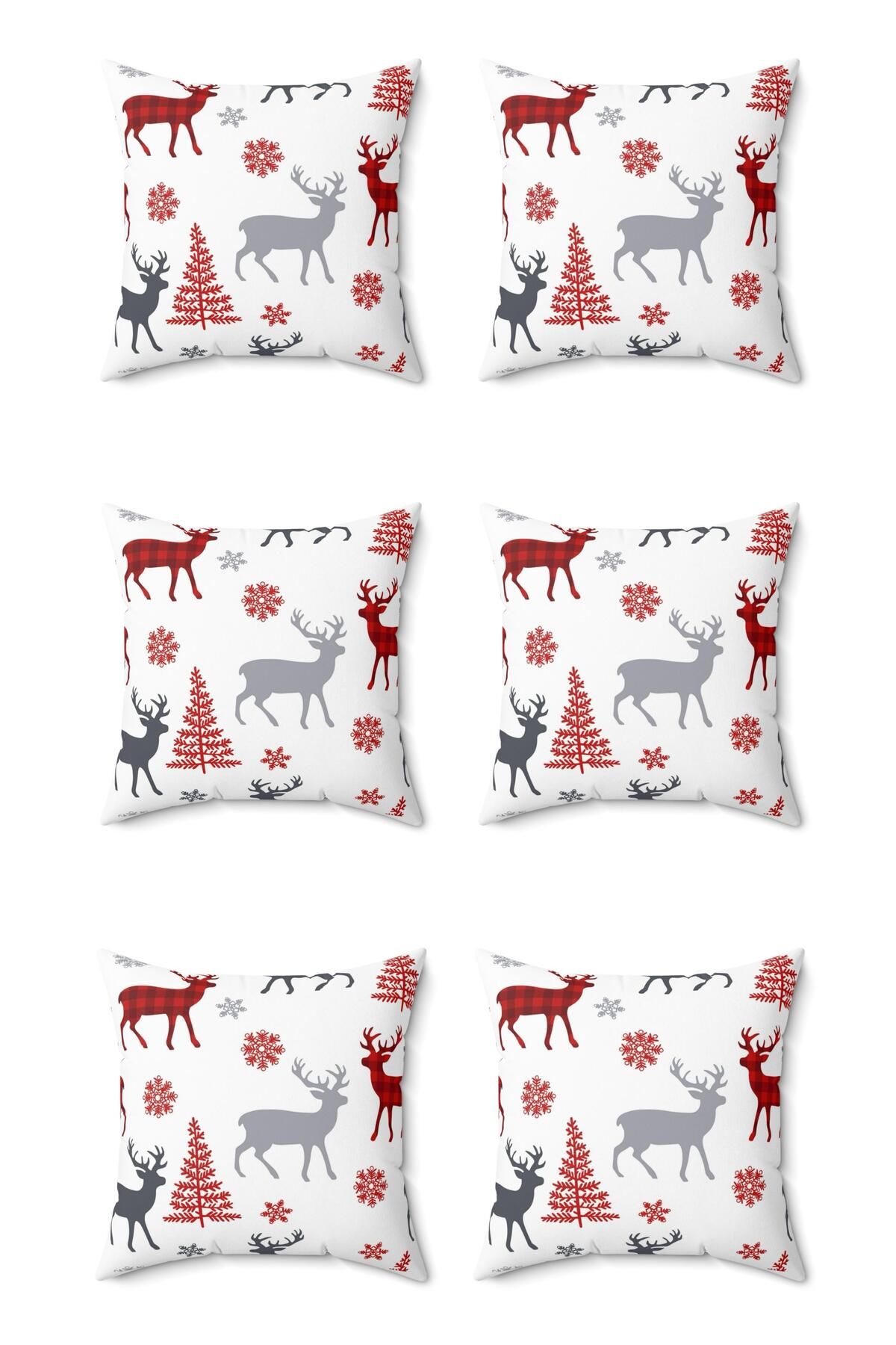 FUS BLUE-Set of 6 New Year's Patterned Christmas Throw Pillows and Pillowcases 1
