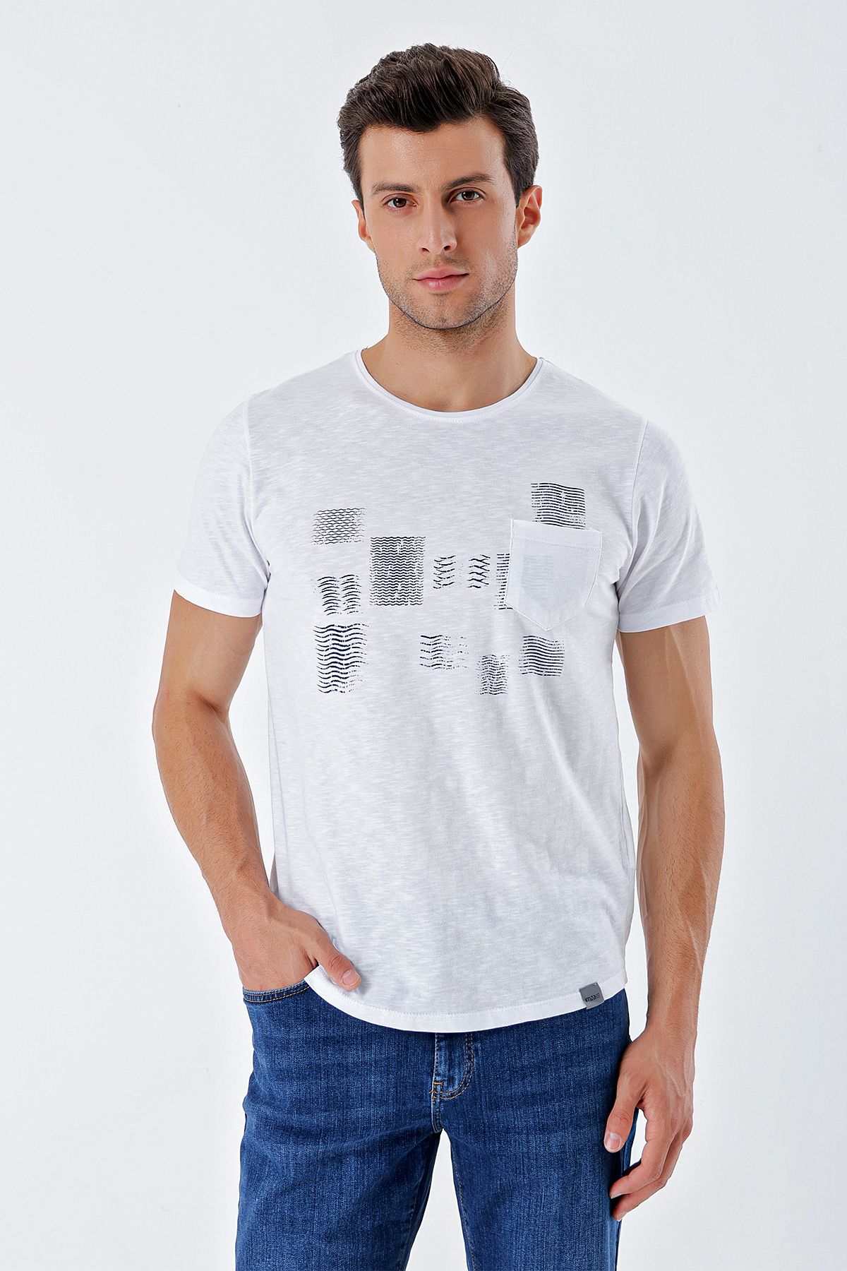 mza Short Sleeve Printed Supreme Crew Neck Pocket 100 Cotton