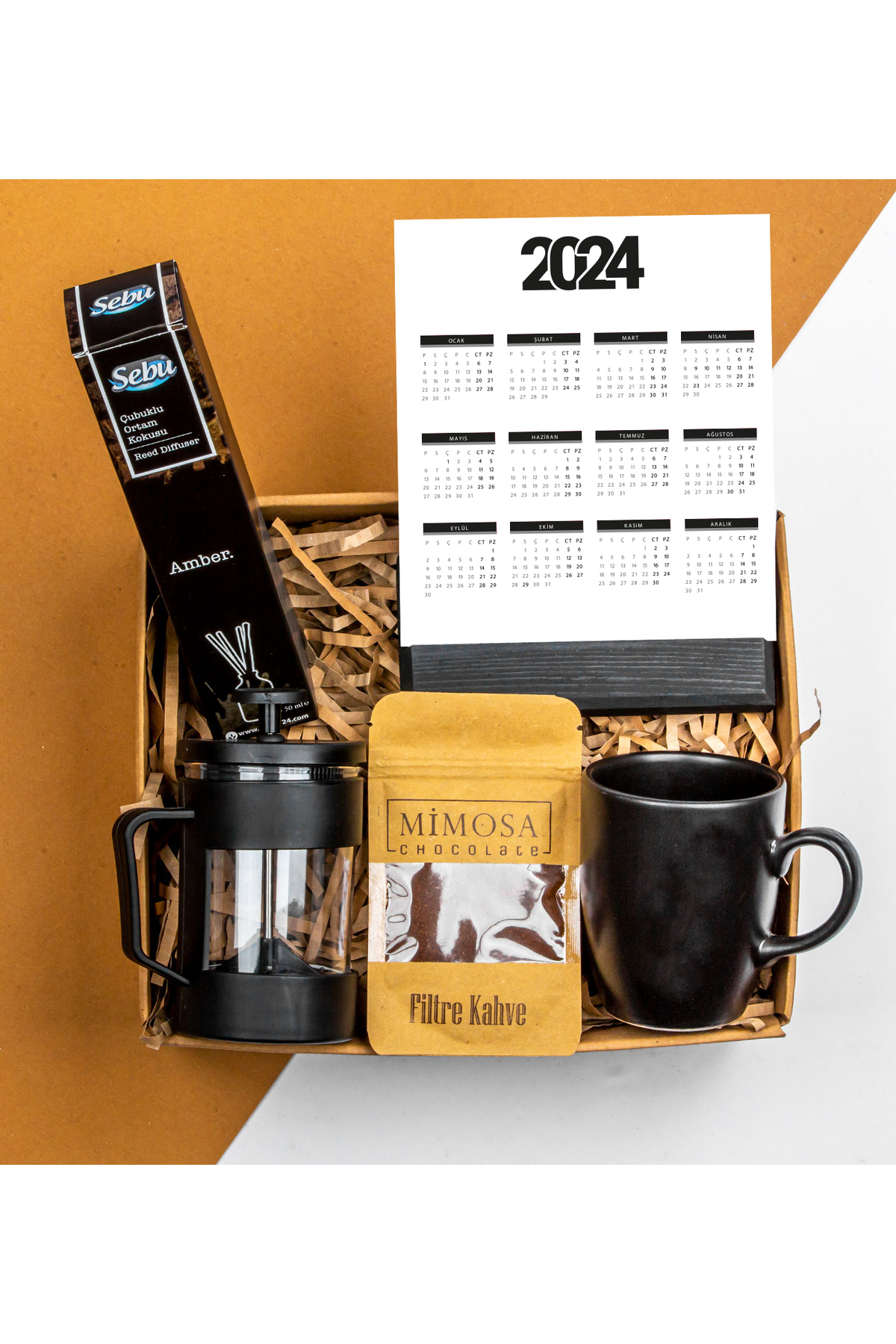 ATÖLYE247 Yılbaşı Özel French Press 2024 Takvim Çubuklu Ortam Kokusu