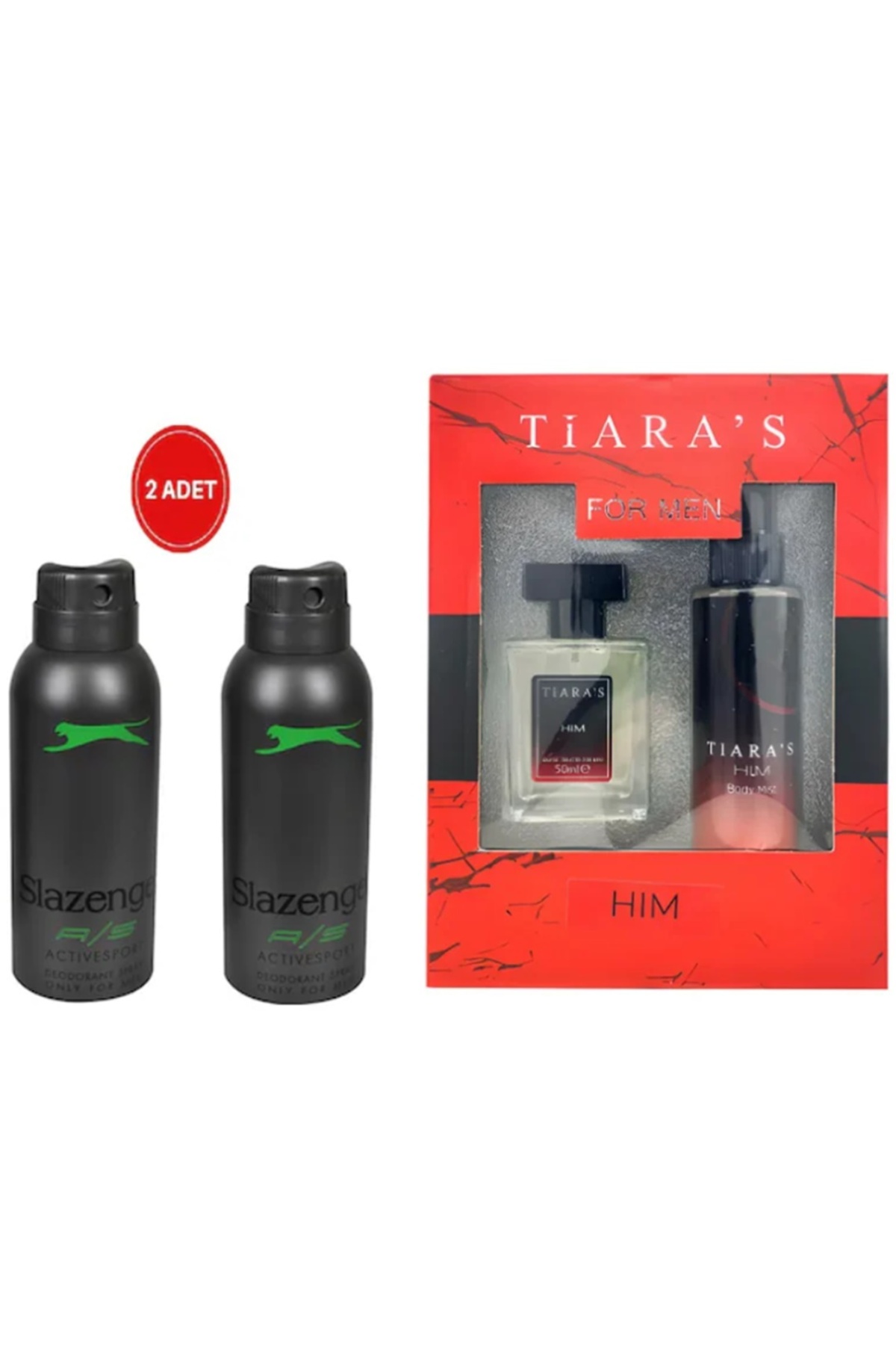 Slazenger Active Sport Yeşil Erkek Deodorant 150 ml x 2 + Tiaras Him