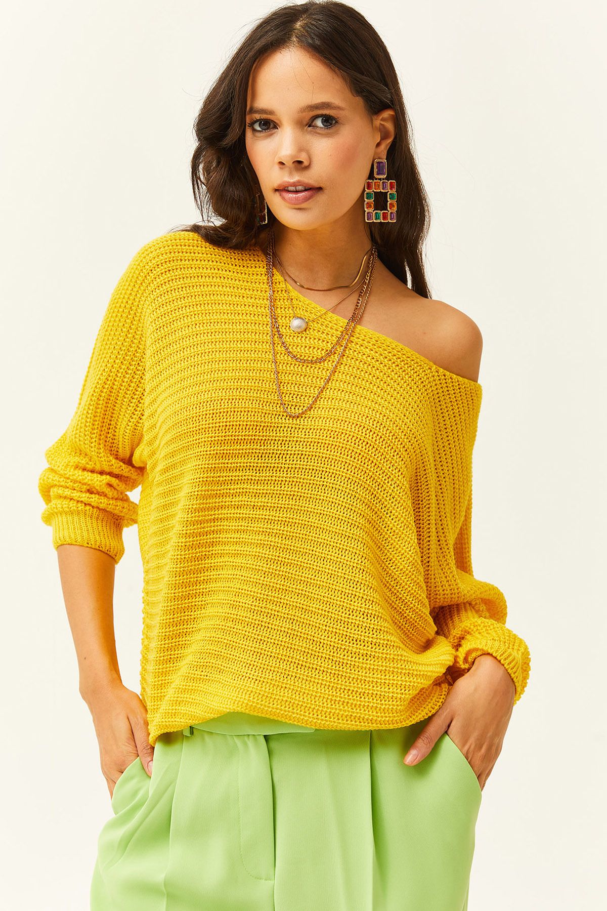 Mustard yellow off the shoulder sweater sales