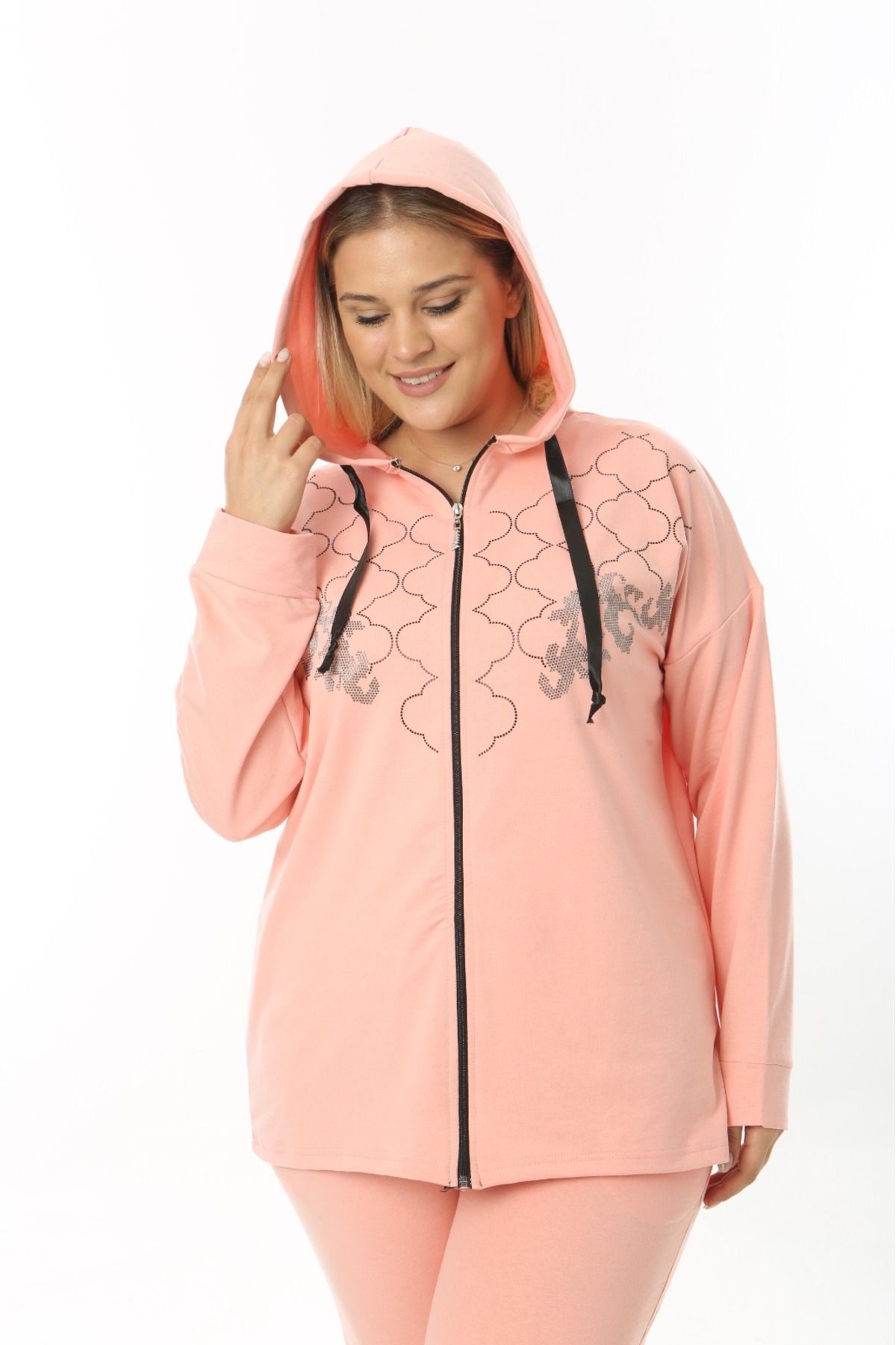 Plus size pink sweatsuit hot sale