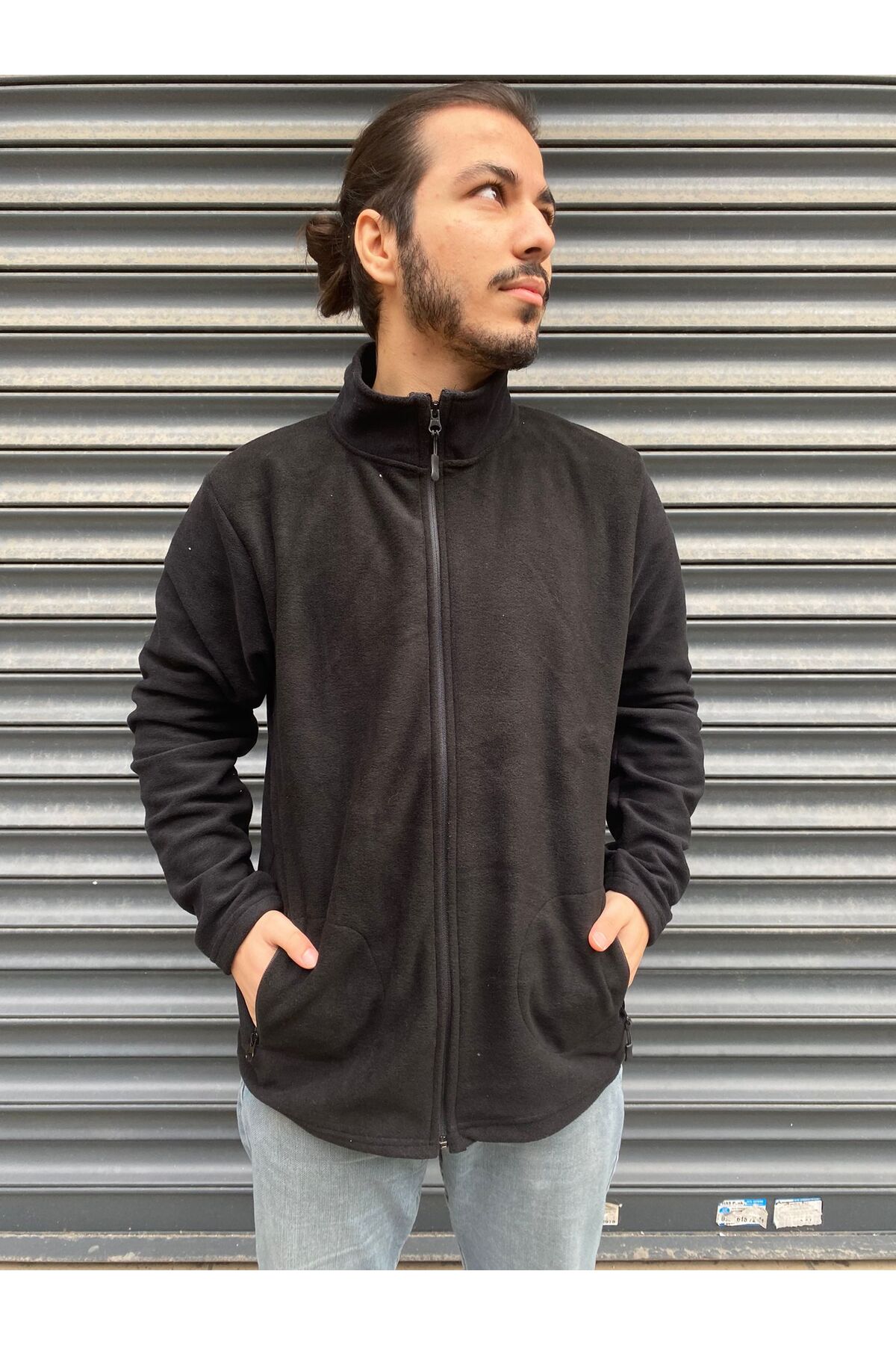 ژاکت کش باف پشمی قطبی مردانه، مقاوم در برابر سرما، سایز استاندارد، جیب‌دار، بدون پرز، مناسب برای هر دو جنس، یونی‌سکس