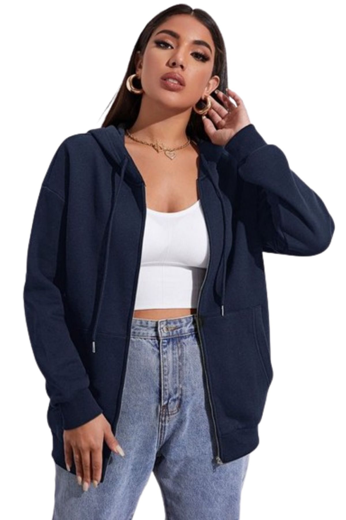 Womens navy hooded cardigan 2025