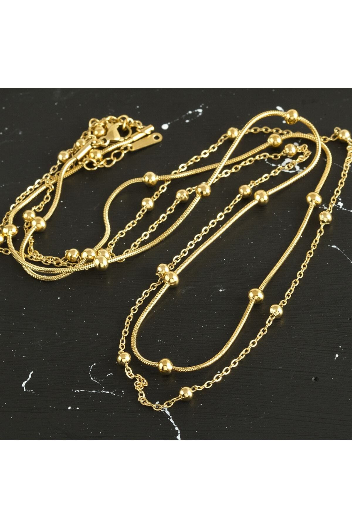 Fashion Jewellery Steel Necklace Gold colored Stylish night
