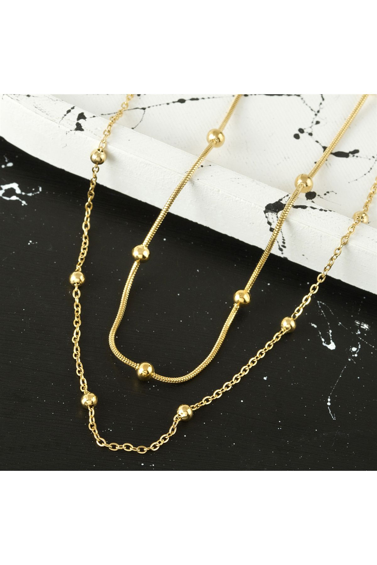 Fashion Jewellery Steel Necklace Gold colored Stylish night