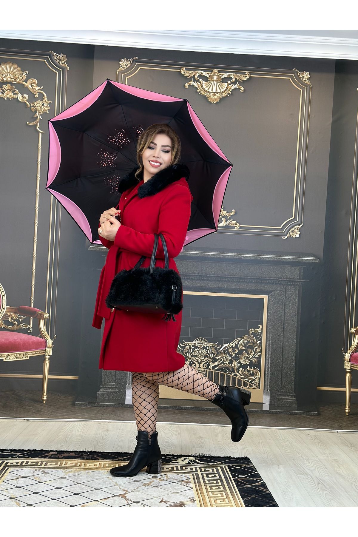 Lasagrada-red coat hoodie string up 3