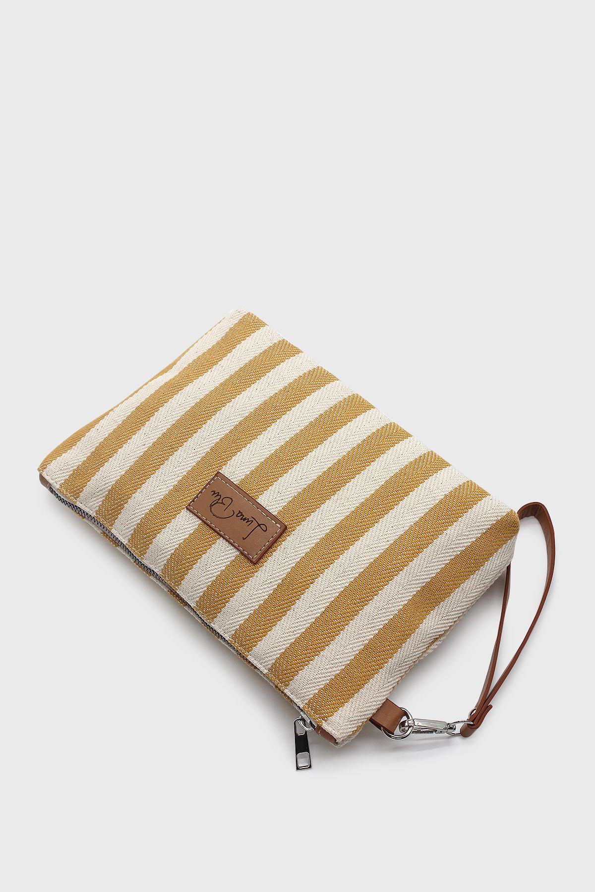LUNABLU-Women's Striped Linen Clutch Bag 2