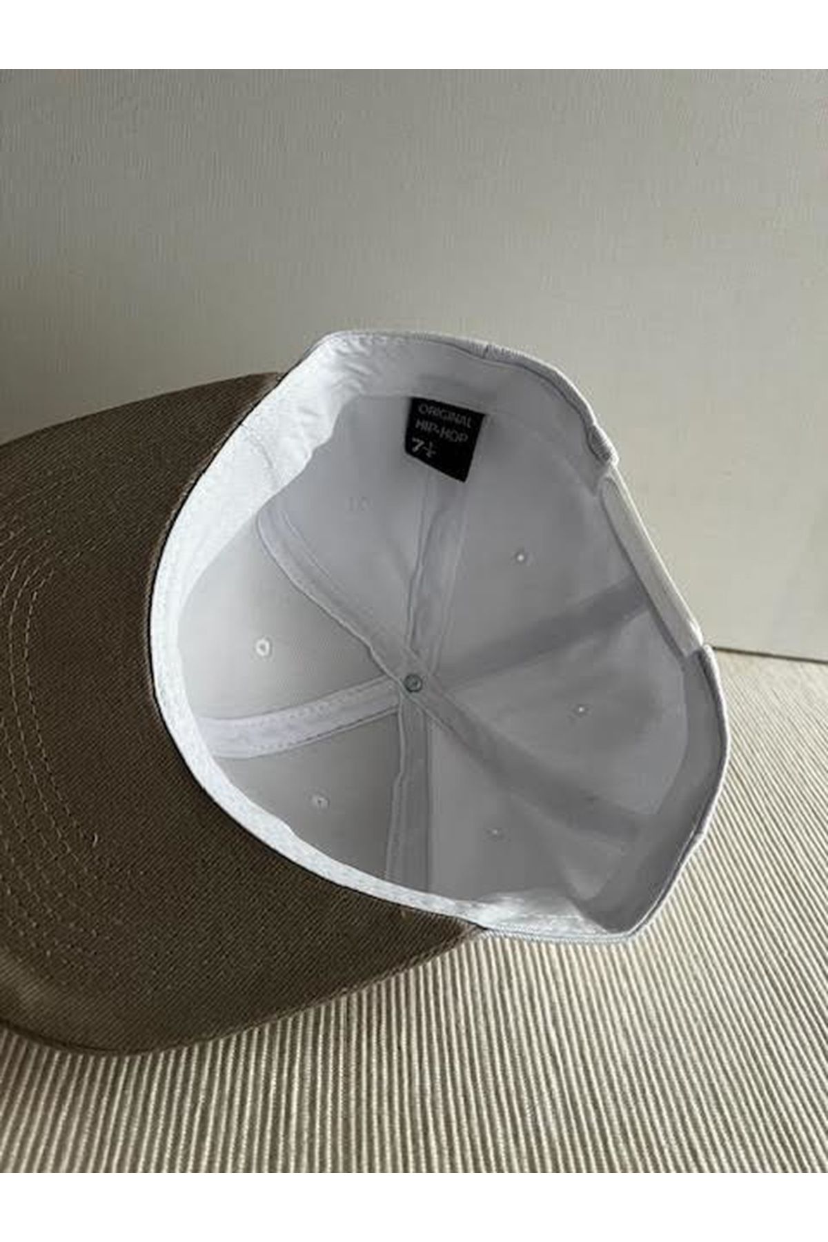 CosmoOutlet-Two-Color Basic Adjustable Beige-White Hip Hop Cap With Back 7