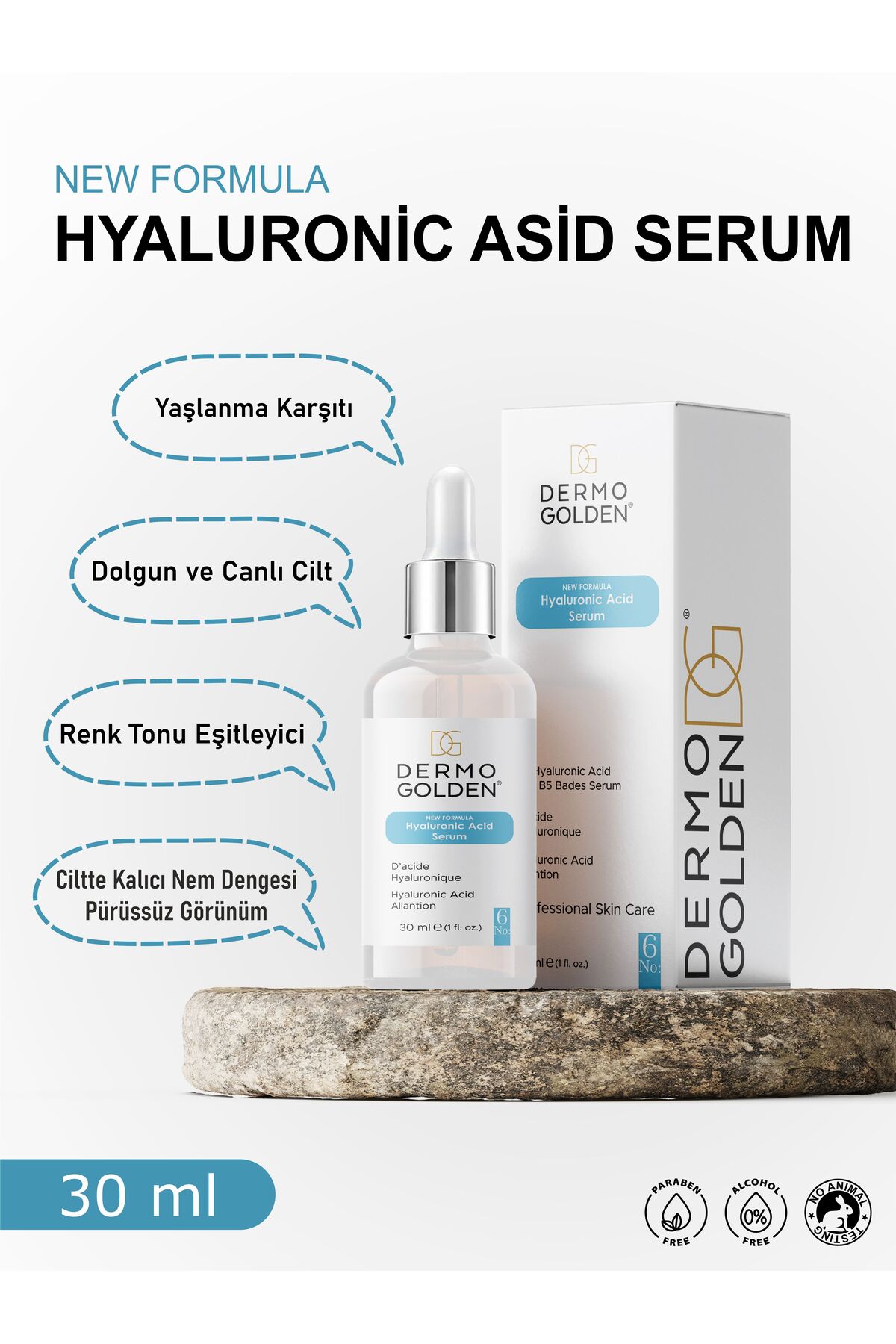 DG DERMO GOLDEN Hyaluronic Asit Serum Yaşlanma Karşıtı Onarıcı ve