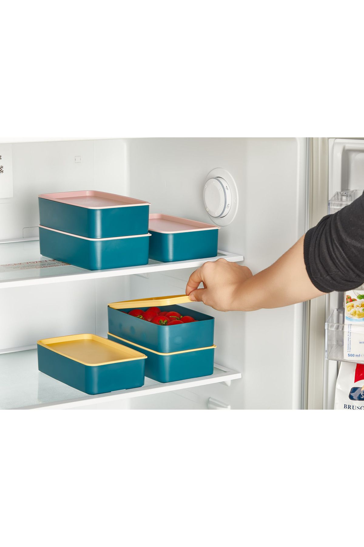 2 Katlı Çatal Kaşıklı Ayarlanabilir Bölme Beslenme Kabı Sarı Kapak