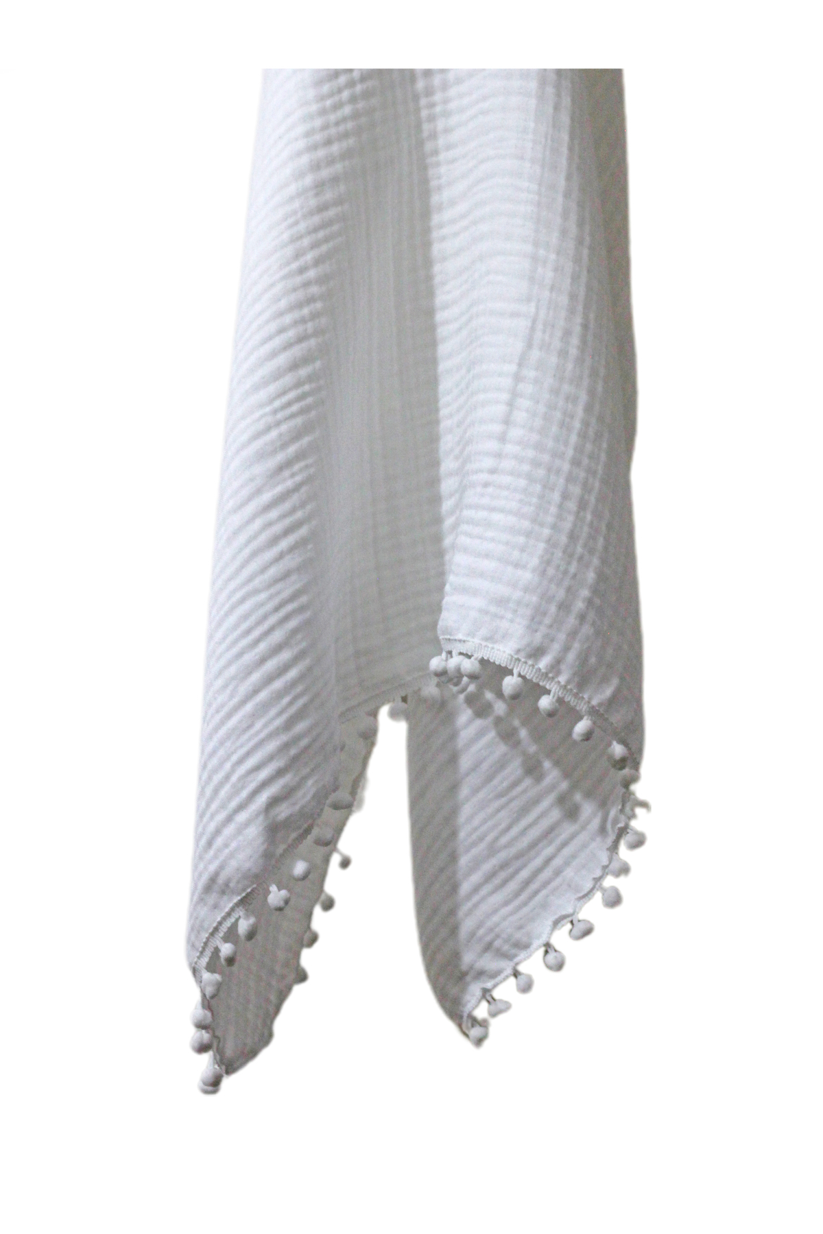 femmstore %100 Pamuk (İTHAL AMERİKAN PAMUĞU) Ponponlu 4kat Müslin Bebek Battaniyesi & Örtüsü 80x100 Cm