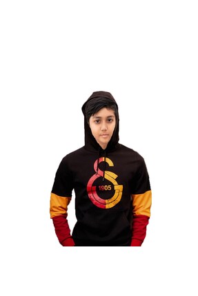 Galatasaray Lisanslı Büyük Armalı Siyah Çocuk Sweatshirt