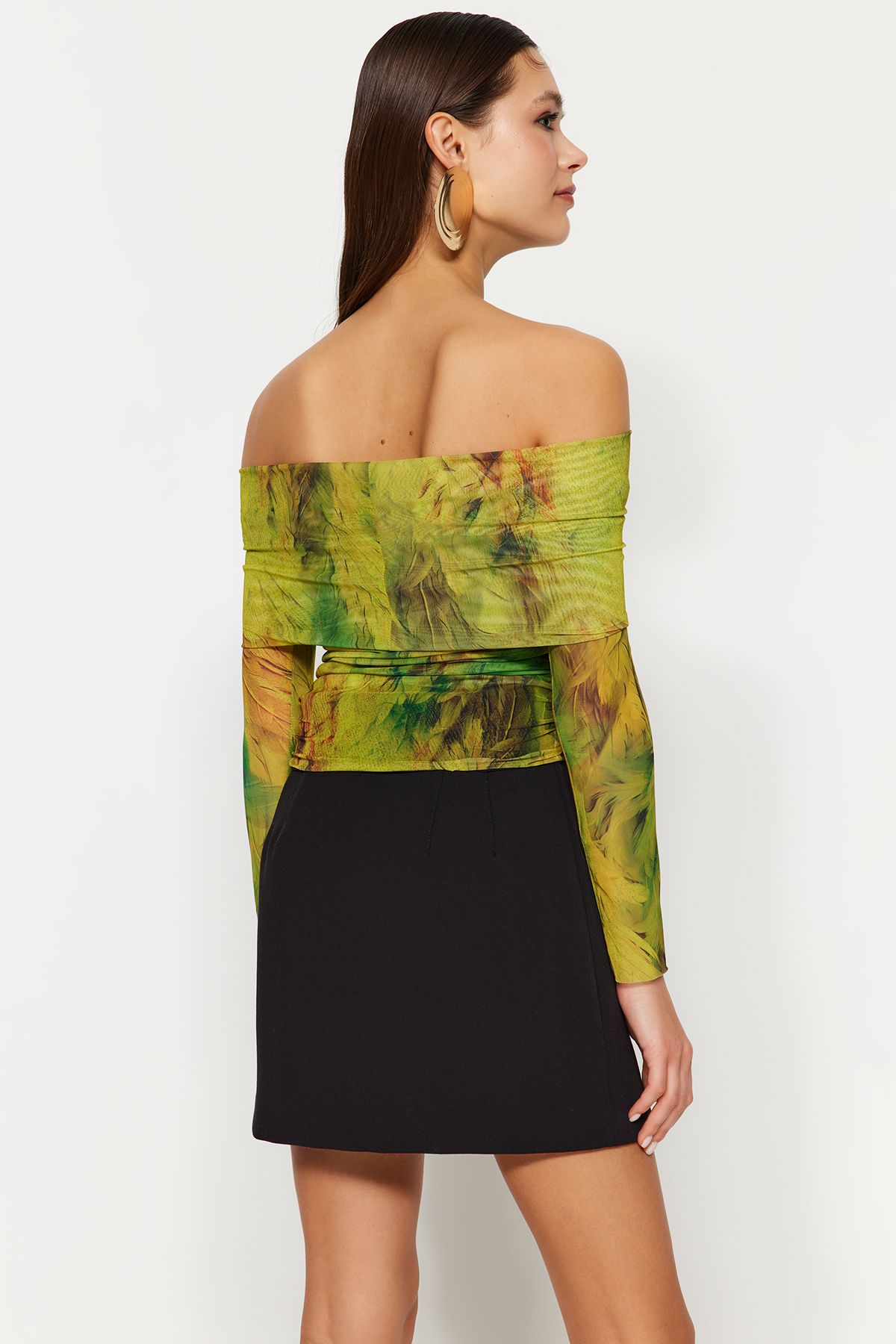 Trendyol Collection-Gemusterte, farbenfrohe Bluse aus gestricktem Tüll - TPRAW24BZ00094 6