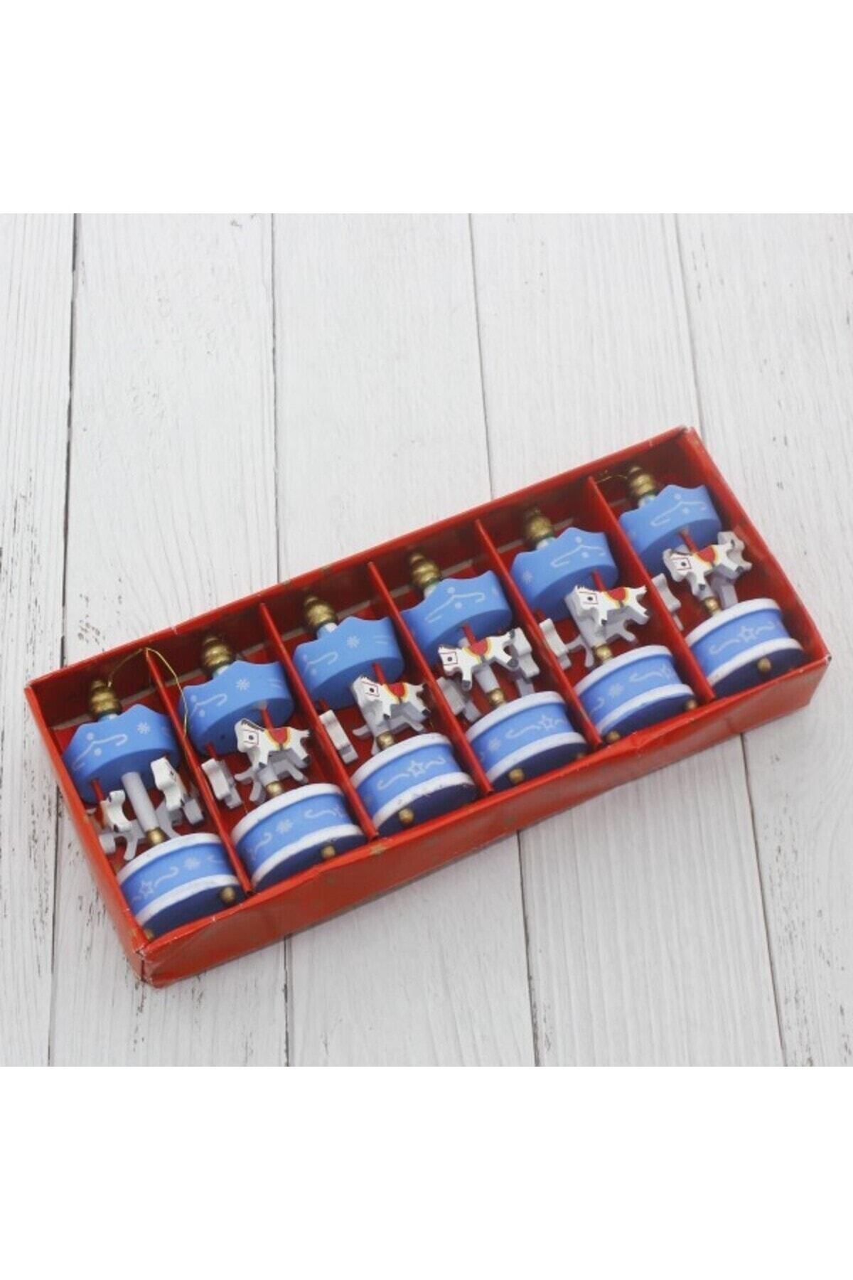 HelloMinies-Mini Carousel Blue Set of 6 Nostalgic Handmade Ornaments 2