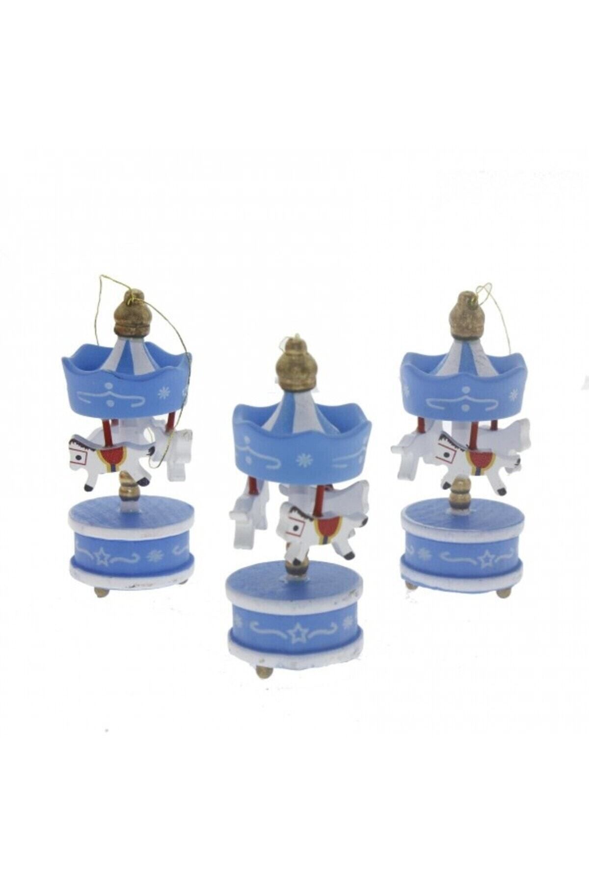 HelloMinies-Mini Carousel Blue Set of 6 Nostalgic Handmade Ornaments 3