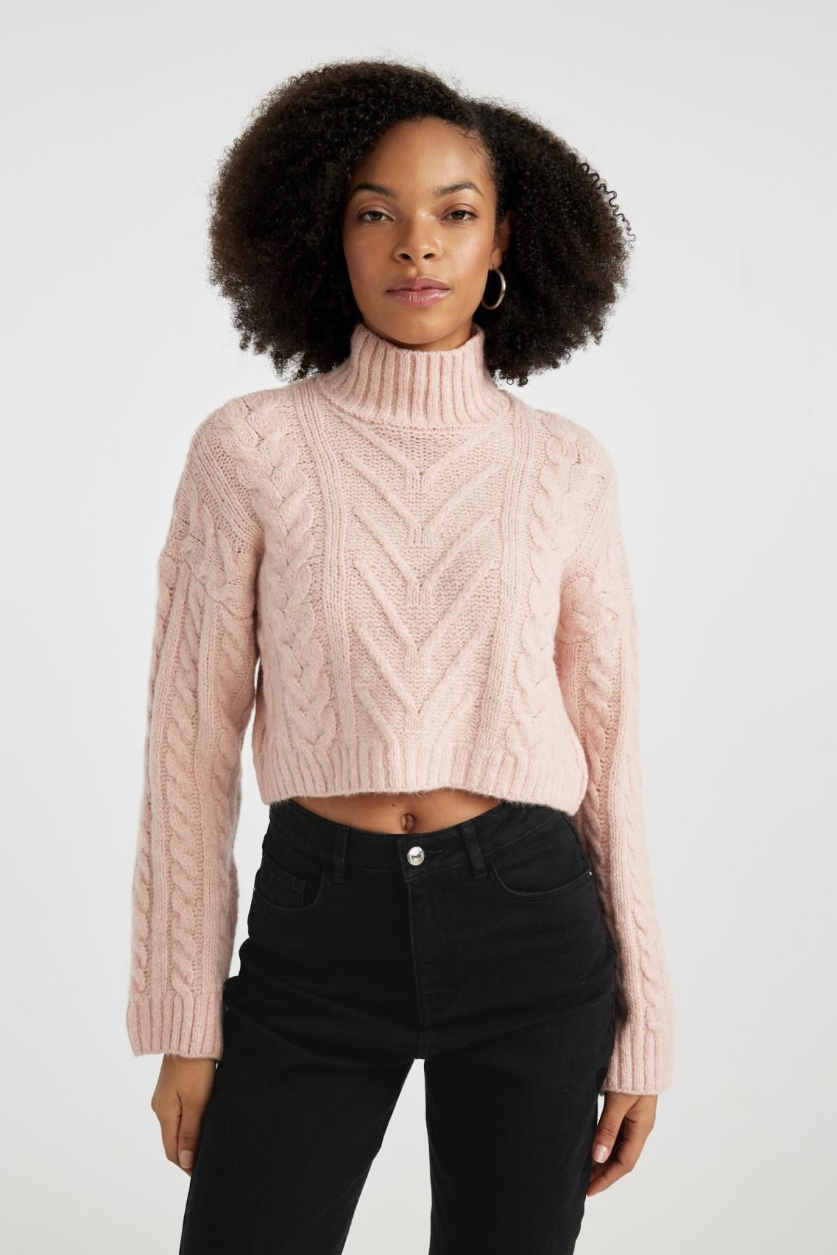 DeFacto-Strickpullover mit normaler Passform und halbem Rollkragenpullover B5443ax23wn 3