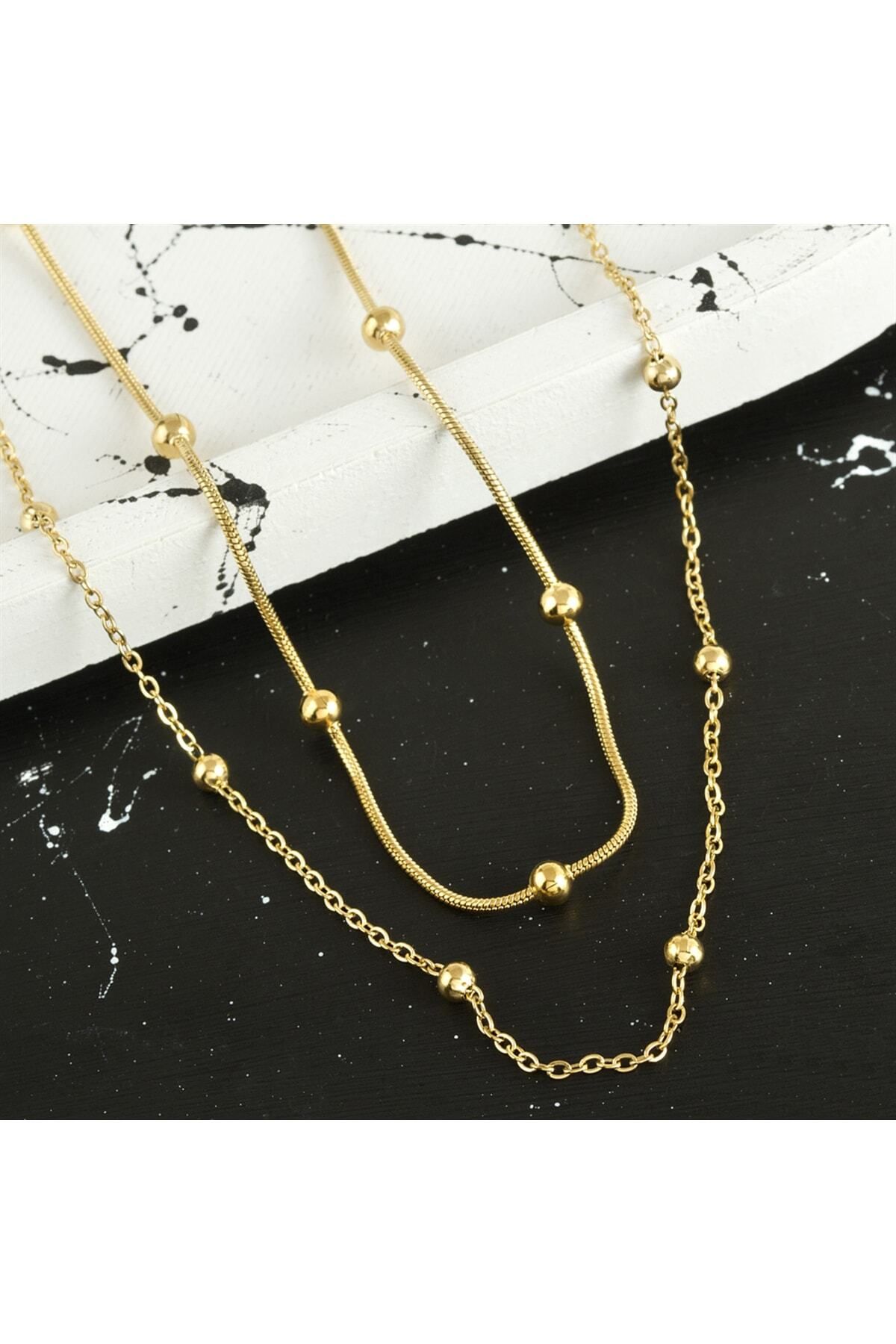 Fashion Jewellery Steel Necklace Gold colored Stylish night