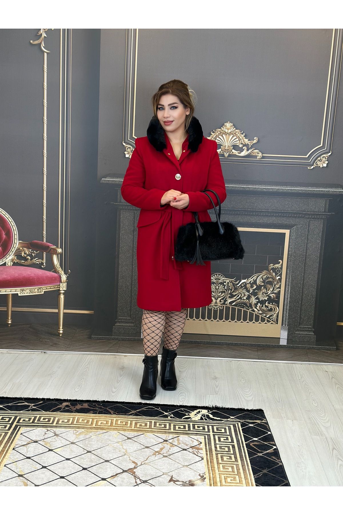 Lasagrada-red coat hoodie string up 2