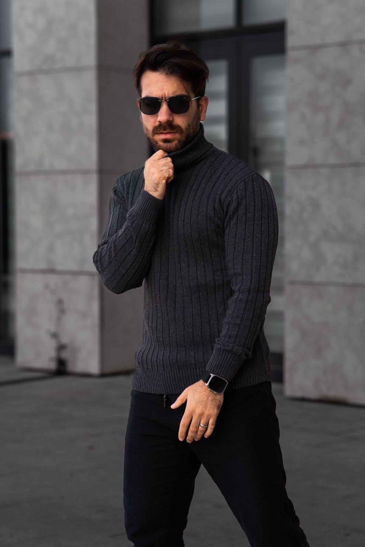 MADZEYMODA Men s Turtleneck Smoked Knitwear Sweater Trendyol