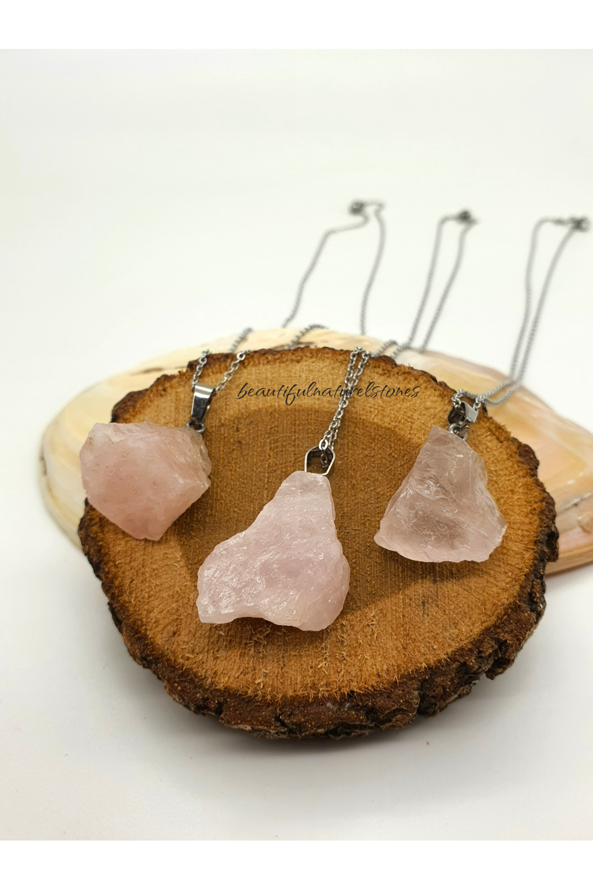 Pink Quartz Raw ( 1 Piece ) ( Love Happiness ) Real Quality Natural Stone Necklace ( Average 2 Cm )