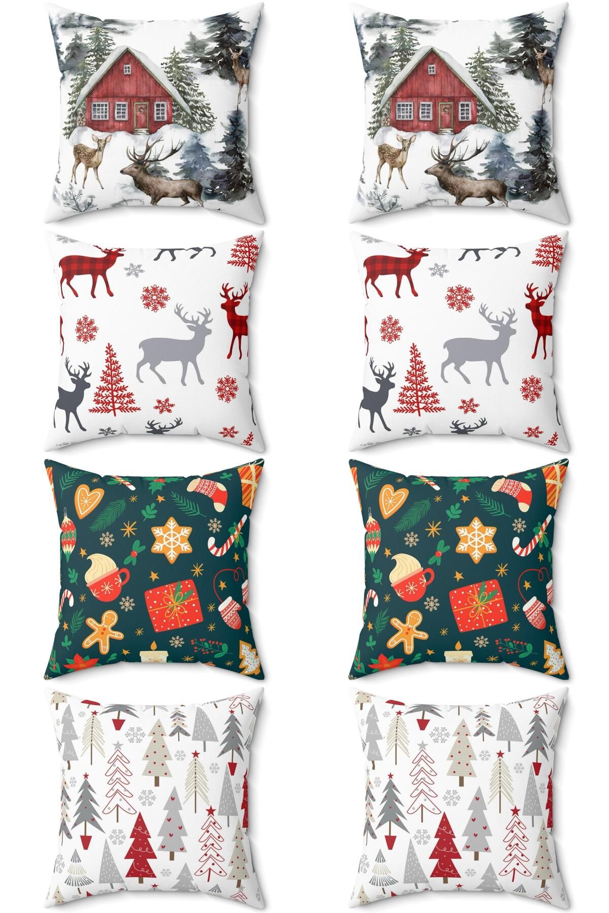 FUS BLUE Set of 8 New Year s Patterned Christmas Throw Pillows and