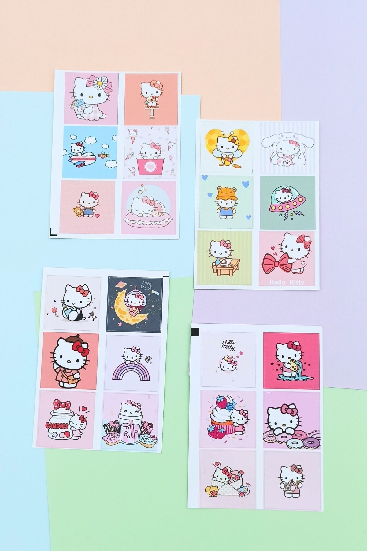 Mona Craftist 48 Bucăți Autocolant Hello Kitty Autocolant Drăguț Autocolant Pătrat Autocolant Pentru Laptop Set De Autocolante Sanrio - One Size