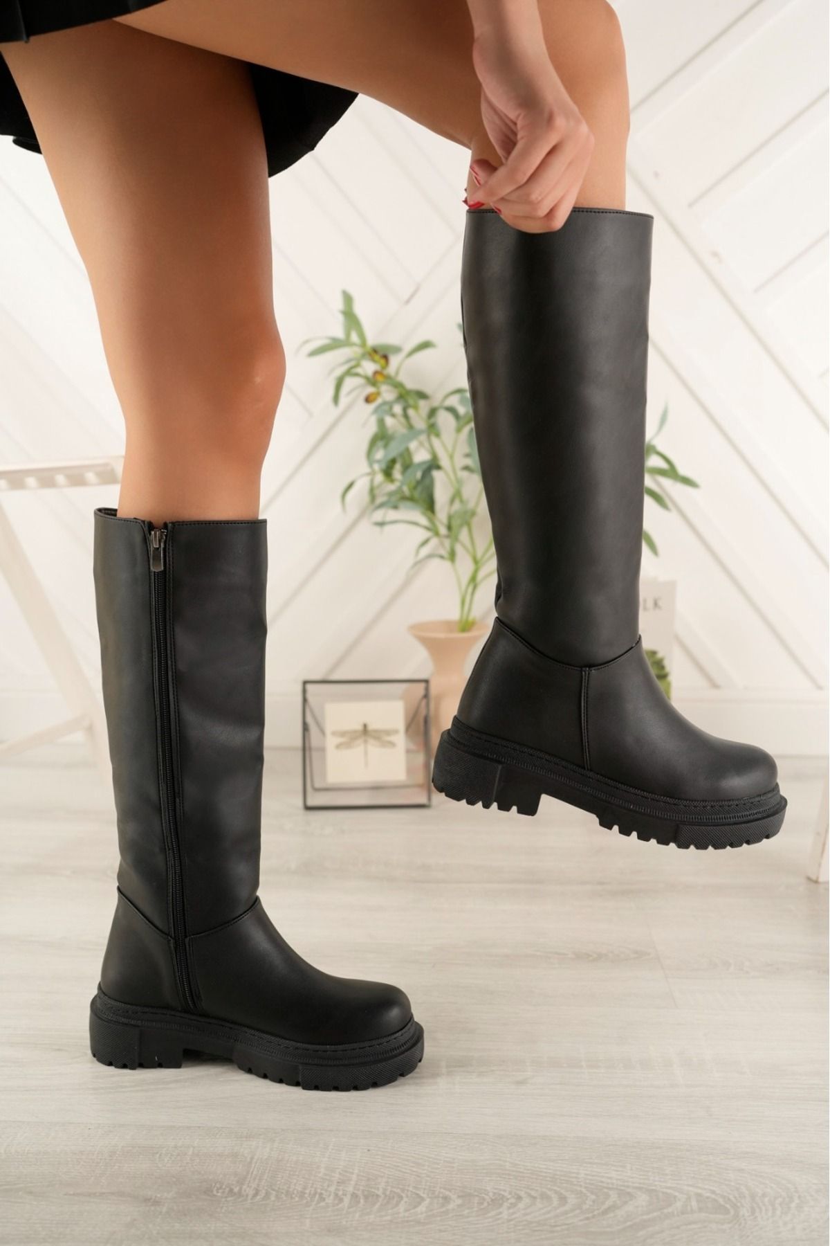 Rubber sole knee high boots new arrivals
