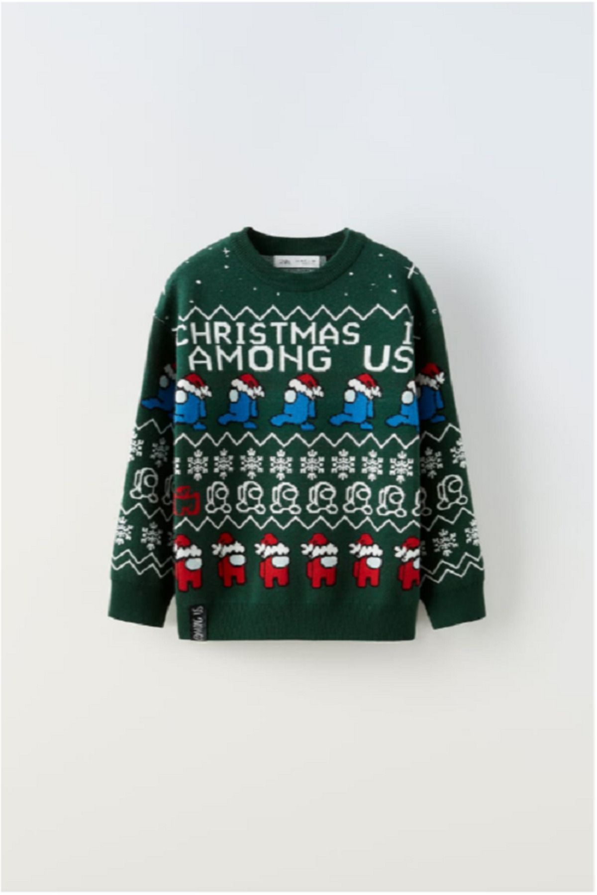 Zara AMONG US SLOGAN CHRISTMAS MOTIF KNIT SWEATER