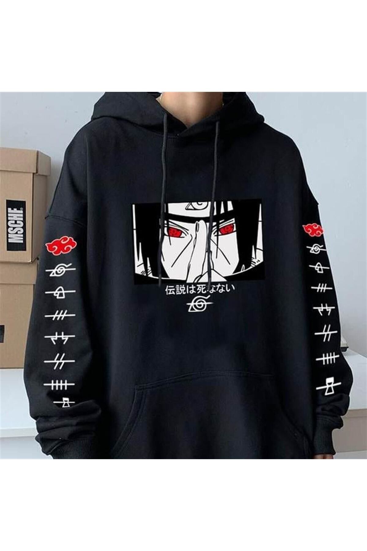 FULL TOLERANCE Touz Anime Naruto Itachi Uchiha Black Hooded Sweetshirt Hoodie Trendyol