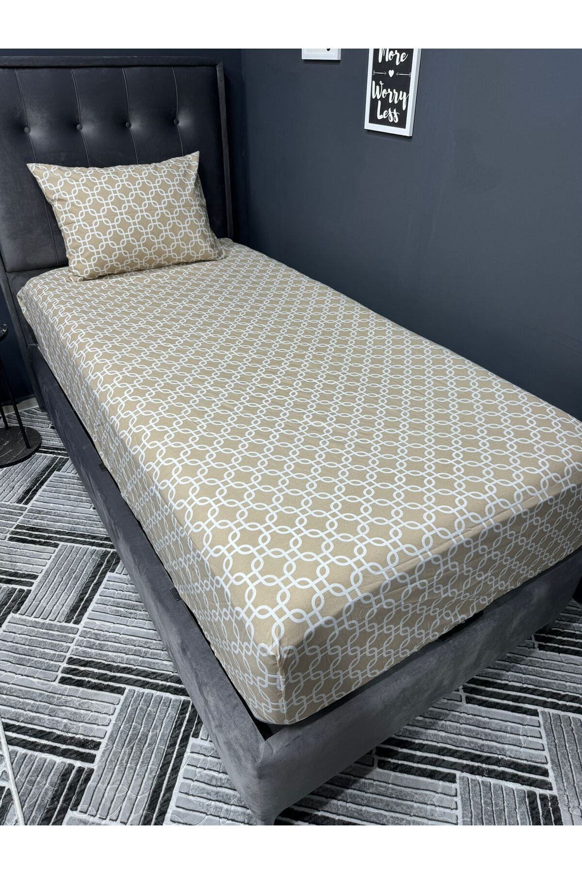 Violacasa Set Cearșafuri Individuale Din Bumbac 100x200 Lanț Bej - 100 x 200