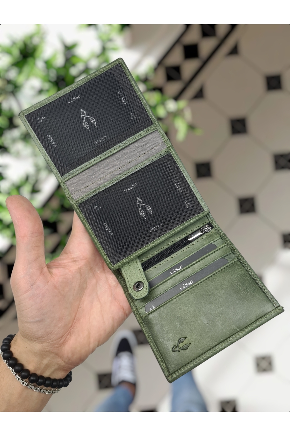 کیف پول مردانه سبز Visso leather | 114 yeşil Granda اورجینال - تصویر 8