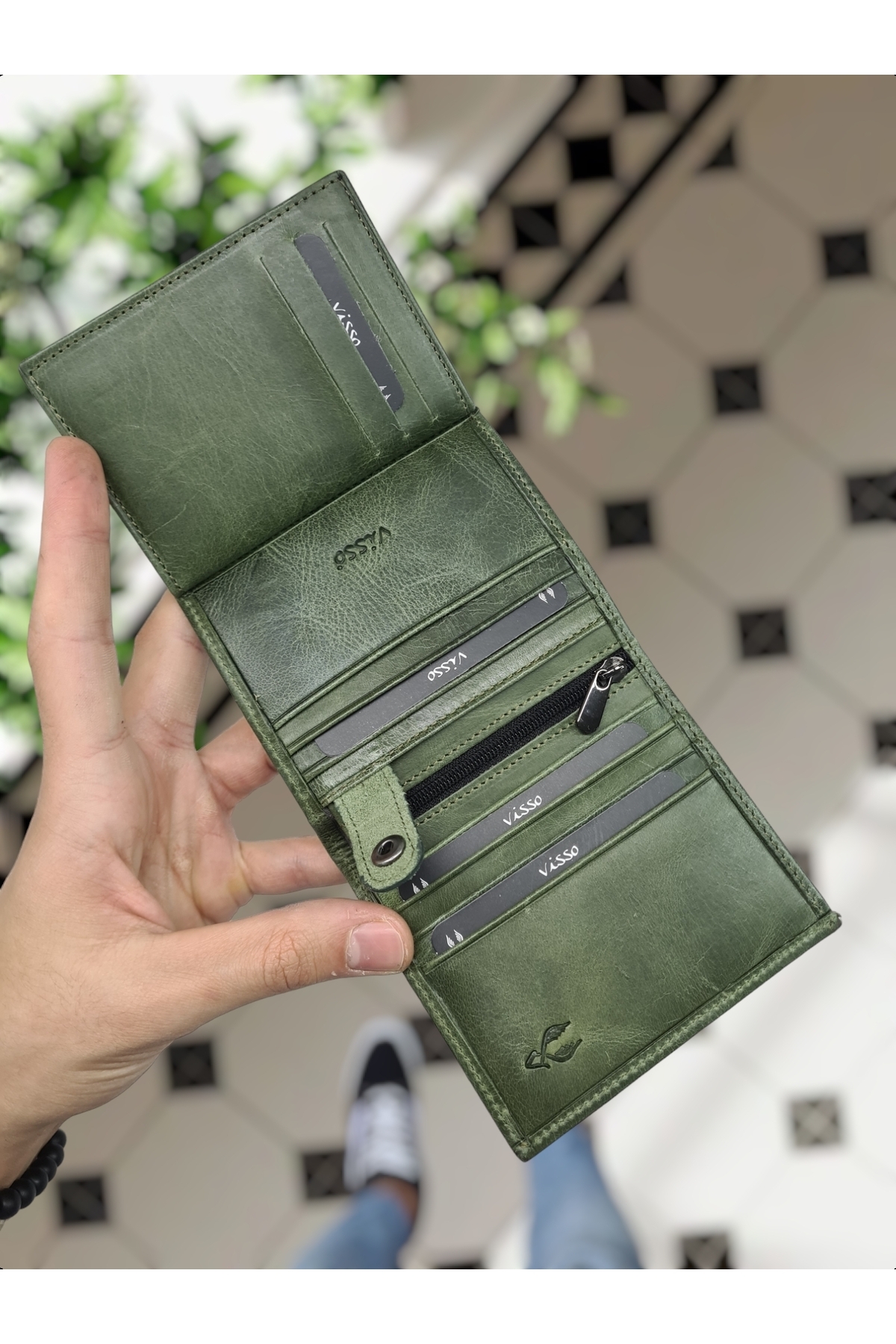 کیف پول مردانه سبز Visso leather | 114 yeşil Granda اورجینال - تصویر 6