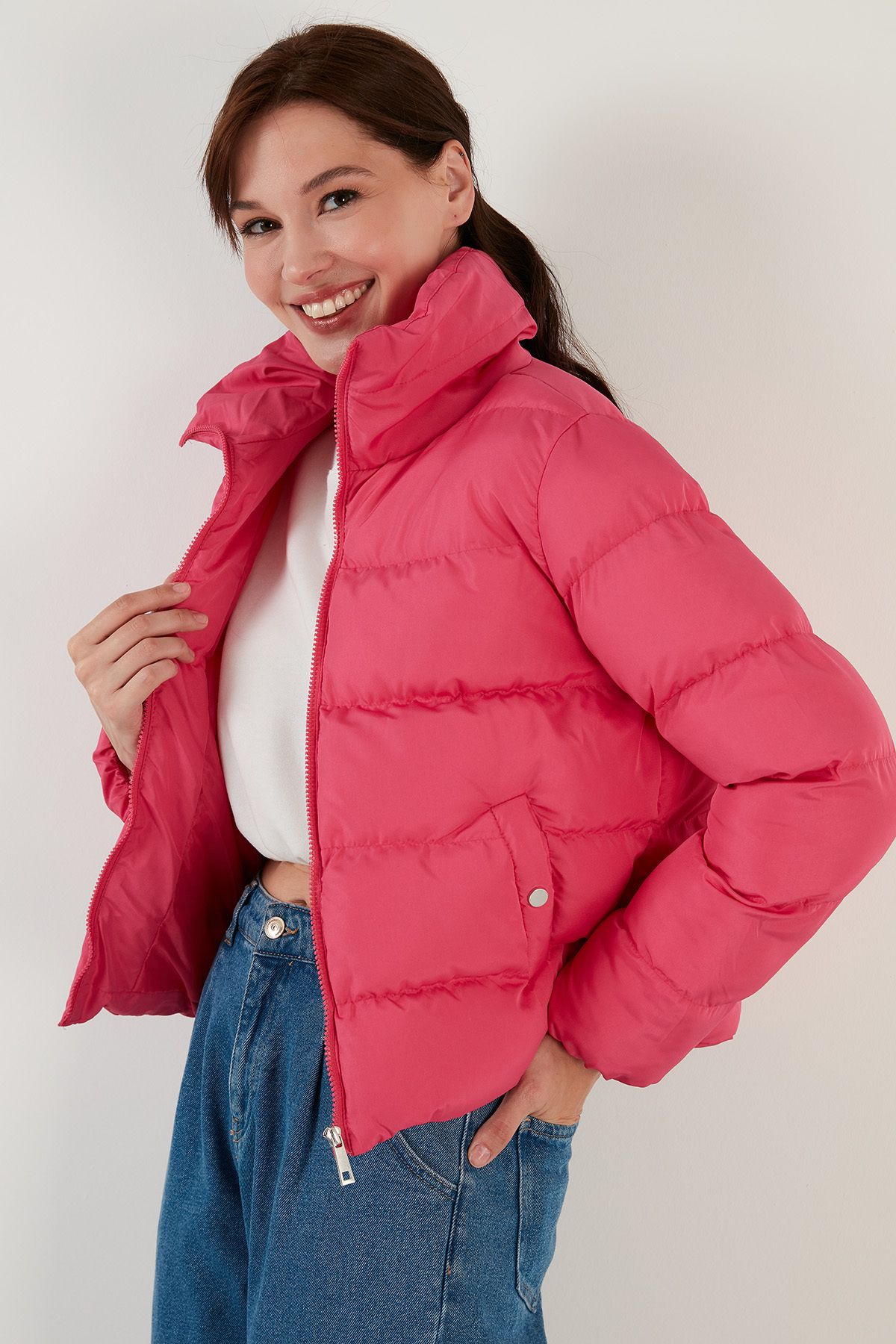 Lela High Collar Puffed Short Jacket Coat 6020045 Trendyol