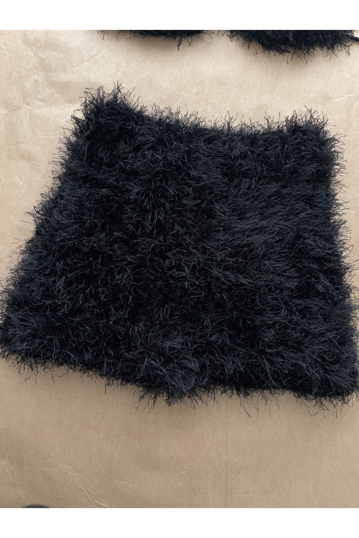 scyllastore-Raven Black Fluffy Rope Custom Design Shorts Top Set 3