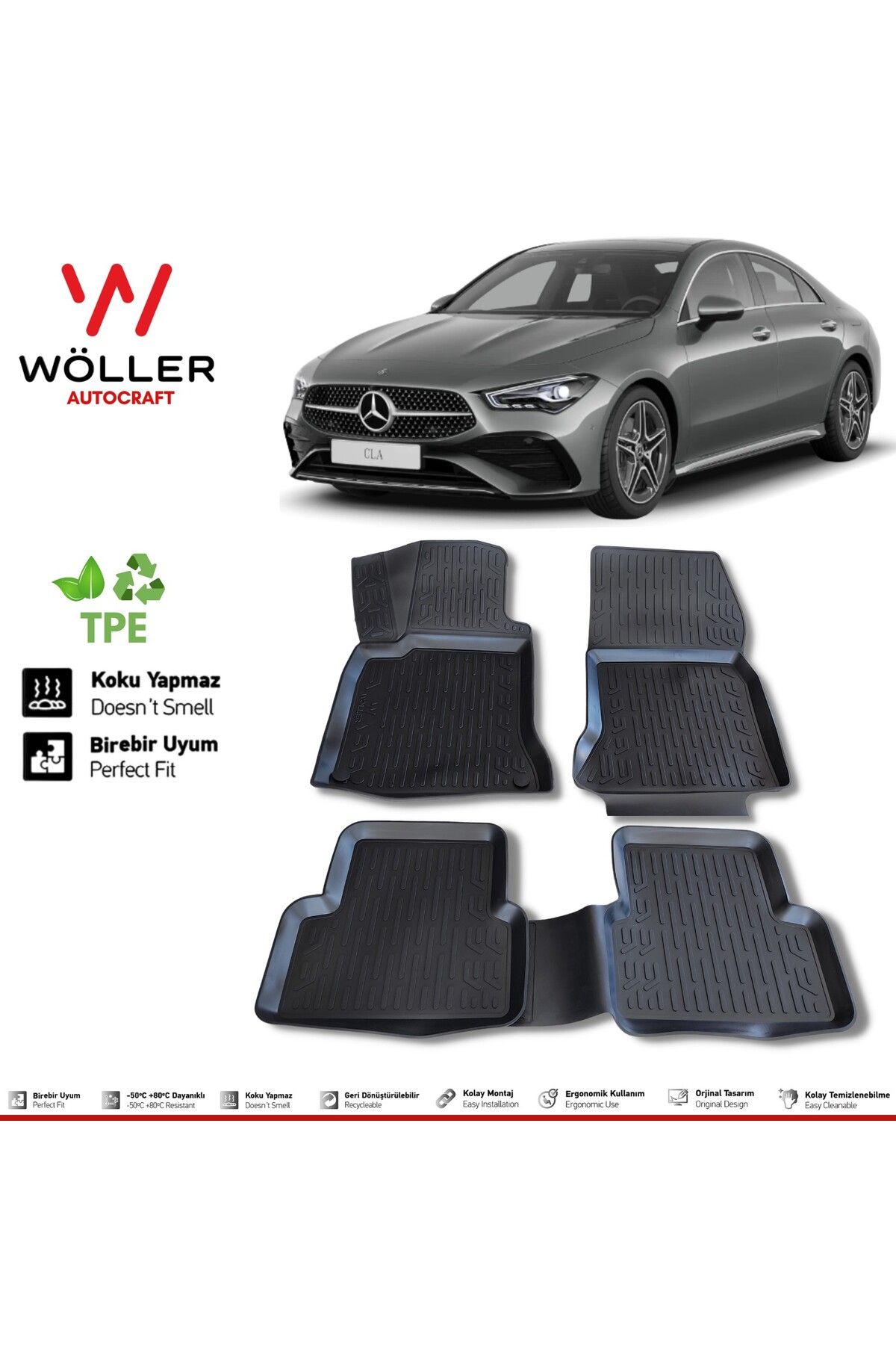 Wöller Mercedes Cla Mat 2019 2024 3D коврик для бассейна Wöller Mat wöller3dpaspas211