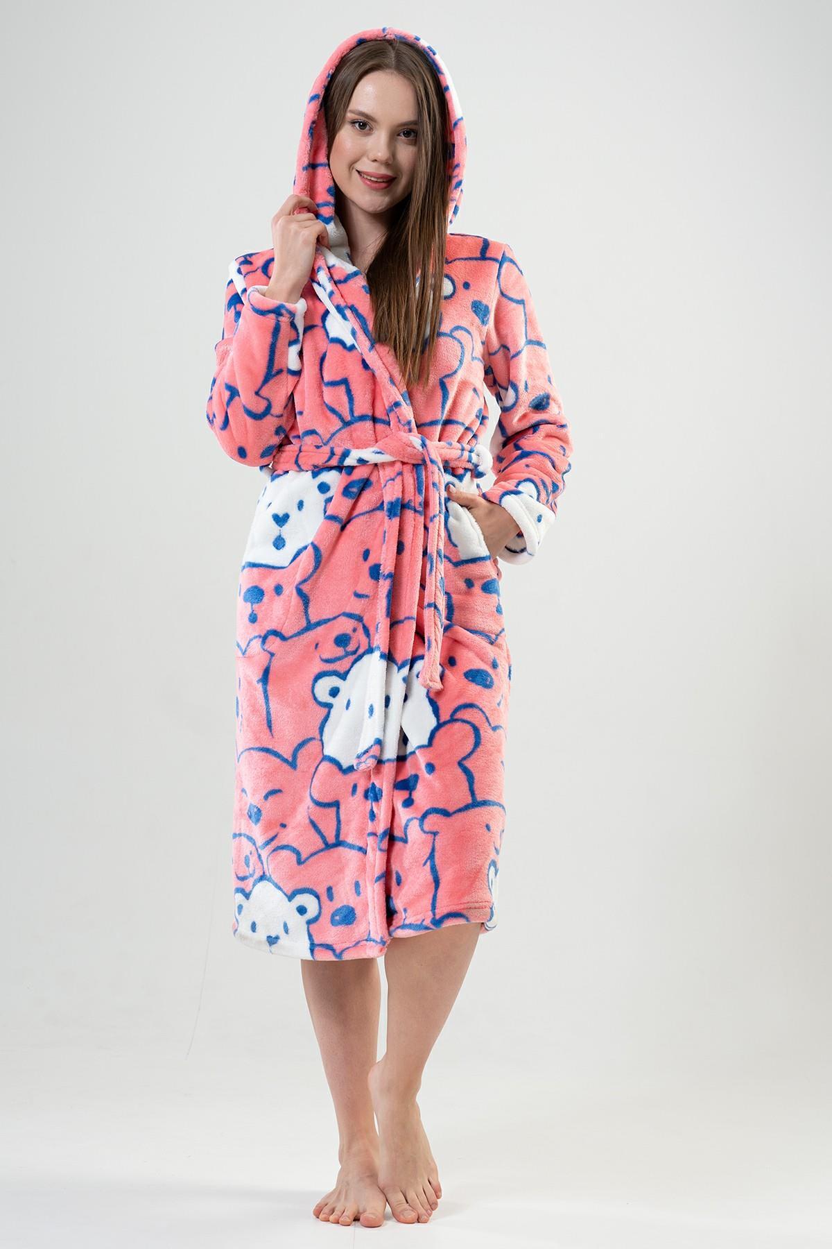 Women's Welsoft Hooded Pink Robe 2C0T2N0O93