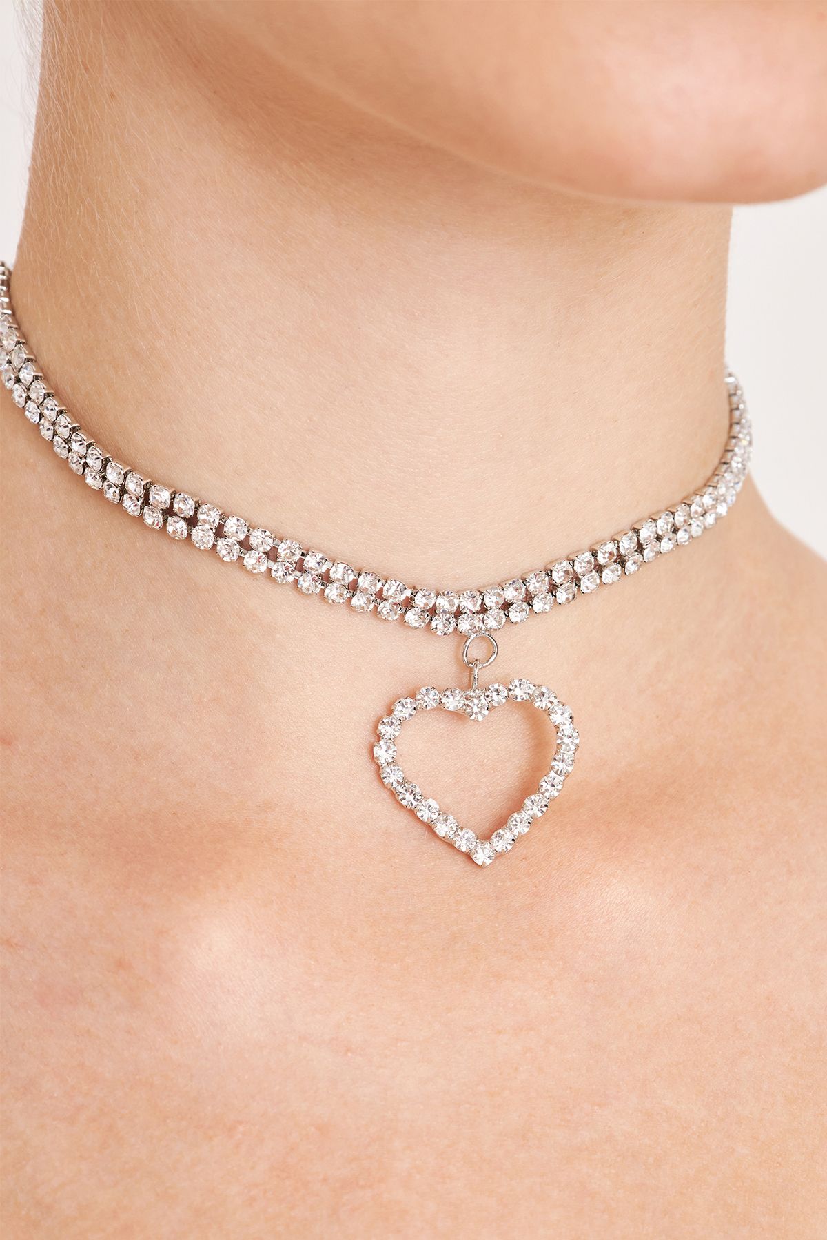 Furtek Aksesuar Women s Largo Heart Pendant Model Crystal Zircon