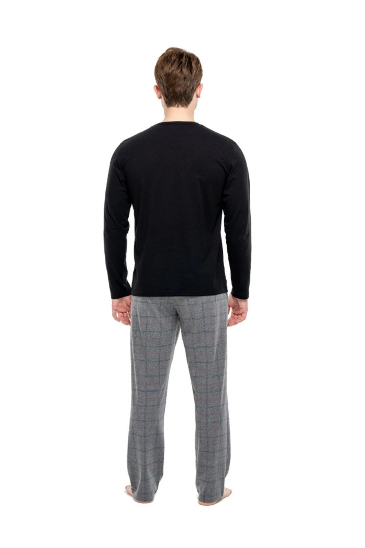 Mod Collection-Cotton Crew Neck Checked Men's Pajamas Set 3