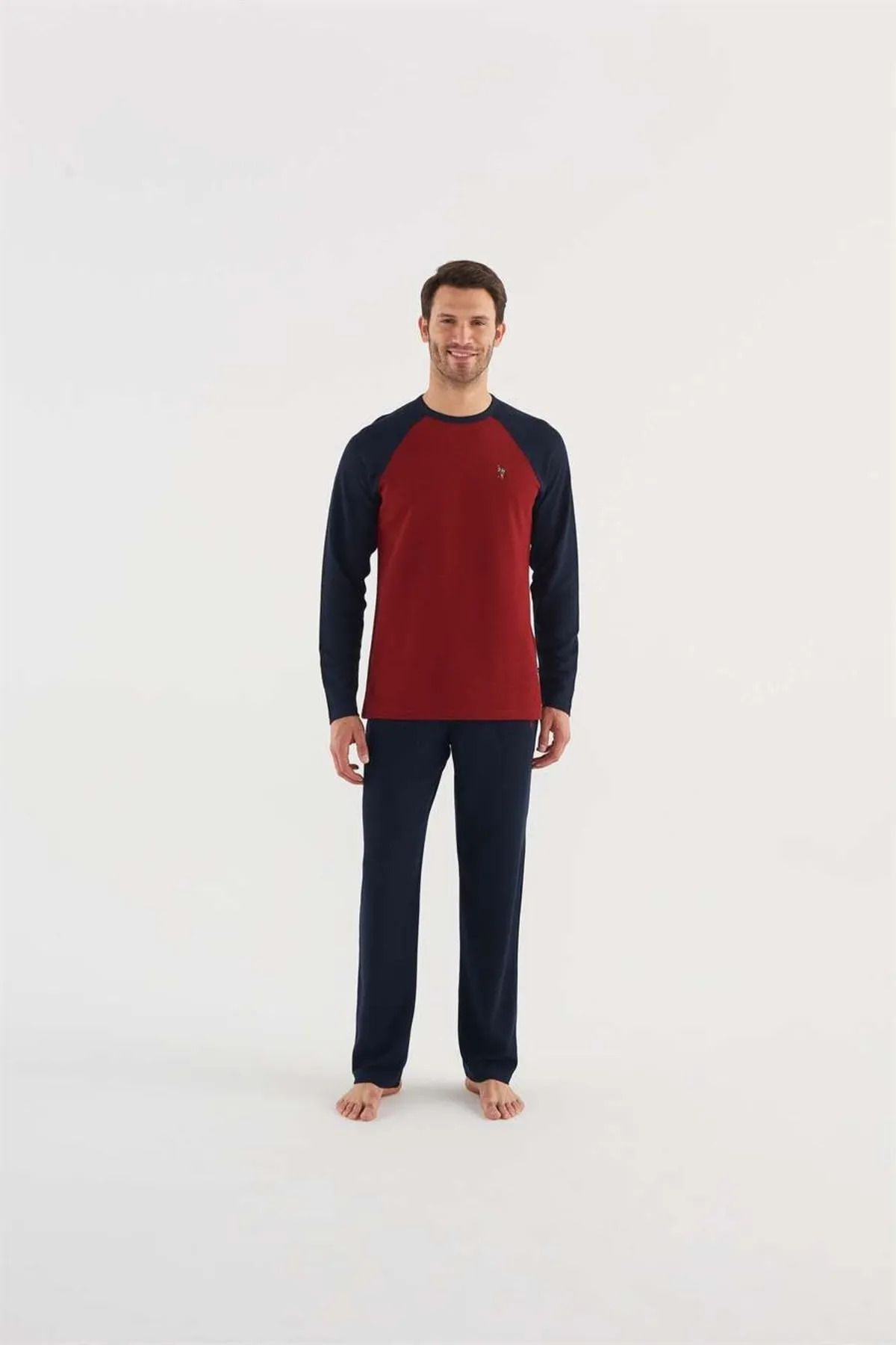 ست پیژامه چند رنگ مردانه لباس خواب Claret Red 18633 23k U.S. Polo Assn.